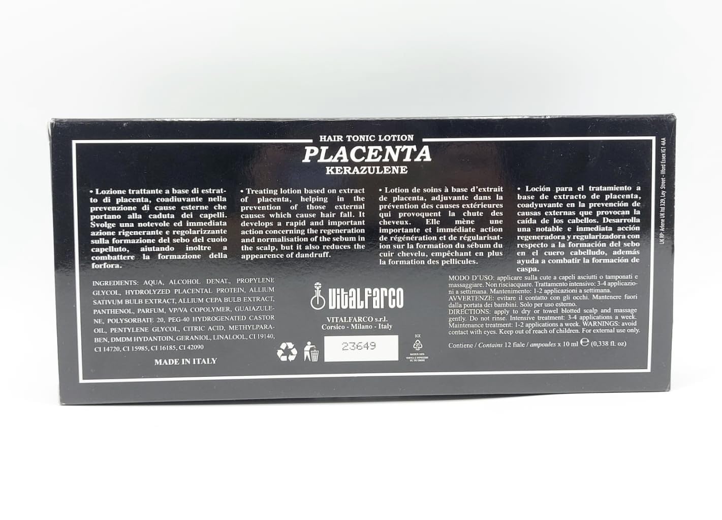 Kerazulene Placenta Hair Growth Treatment 10 Pcs - Black | Anti Hair Loss & Scalp Care | Perfect for Thinning Hair & Damaged Scalp Recovery