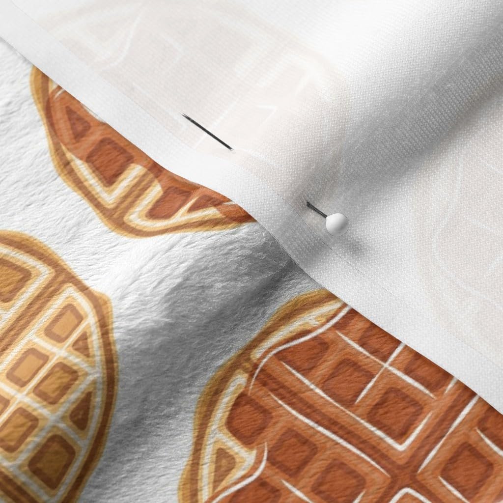 Waffle Breakfast Food Junk Print Minky Fabric by The Yard - Soft Plush Material for Sewing Baby Blankets, Quilt Backing & DIY Projects - Perfect for Nursery Decor, Gift Making & Cozy Home Textiles