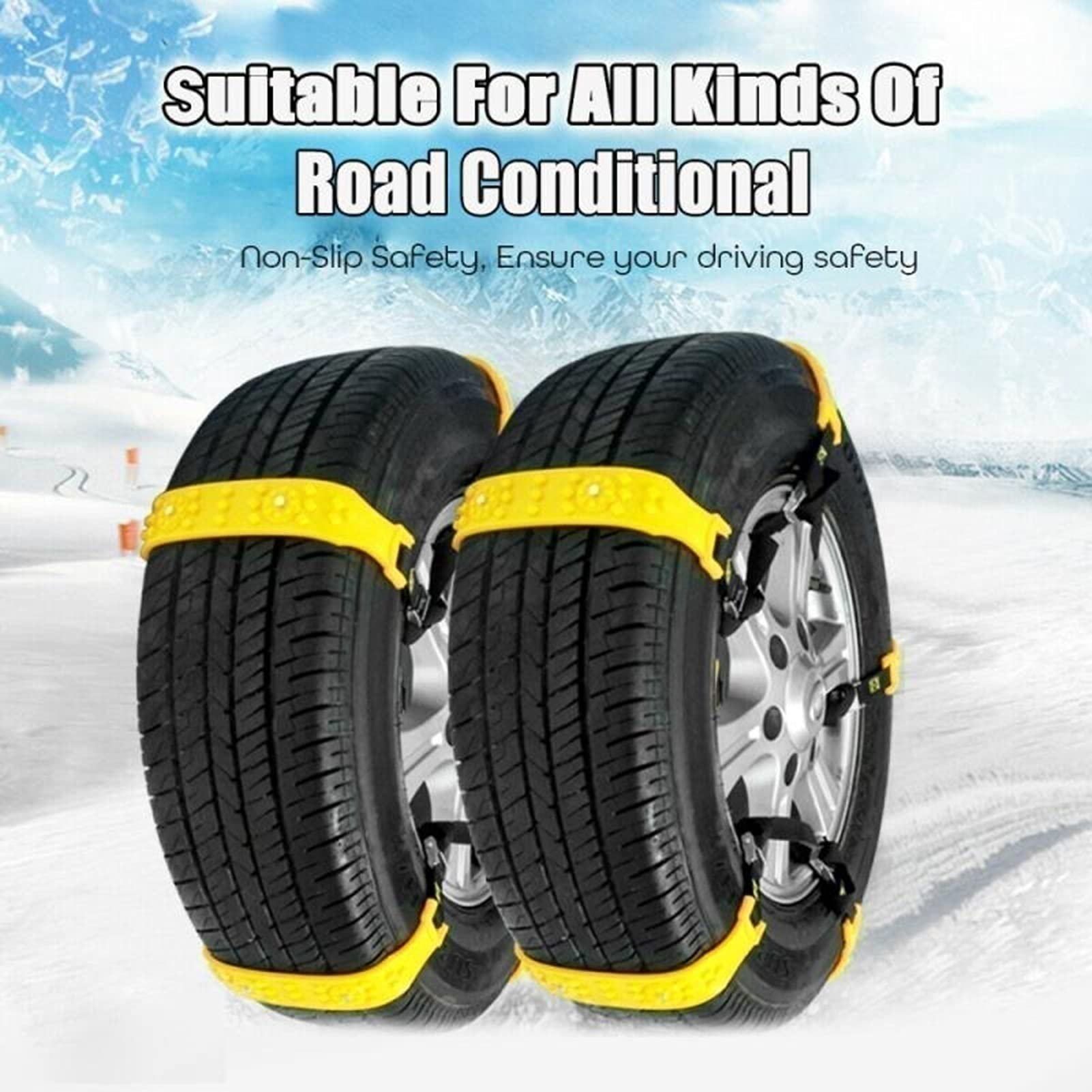 BMW 4 Series F32 (2014-Present) 10-Piece Car Tire Snow Chains - Heavy Duty Anti-Skid Winter Traction Belt for Snow & Ice - Perfect for Mountain Driving & Extreme Winter Conditions