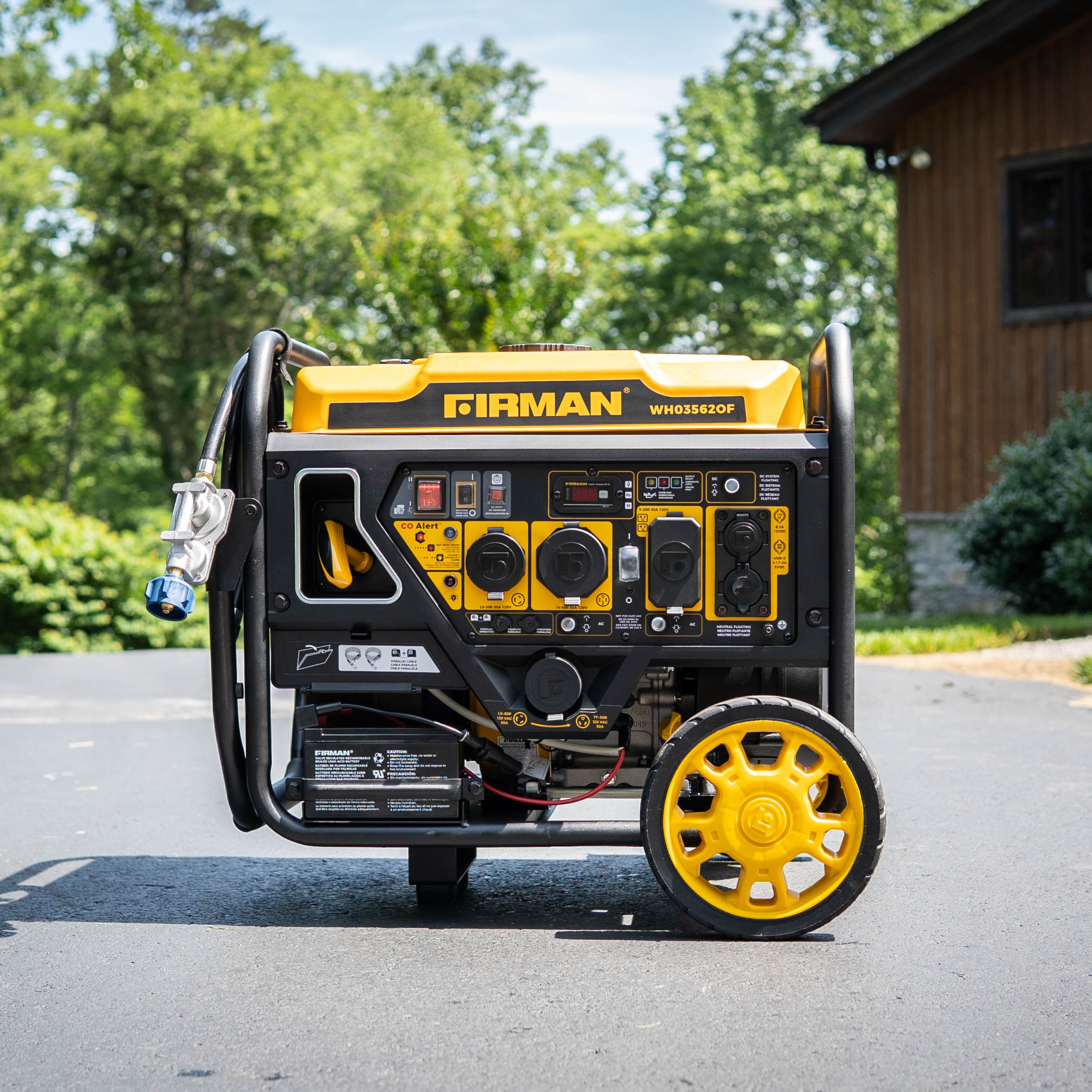 Dual Fuel Open Frame Inverter Generator 4400W with Electric Start & CO Alert - Portable Power for Camping, RV Trips, and Emergency Backup