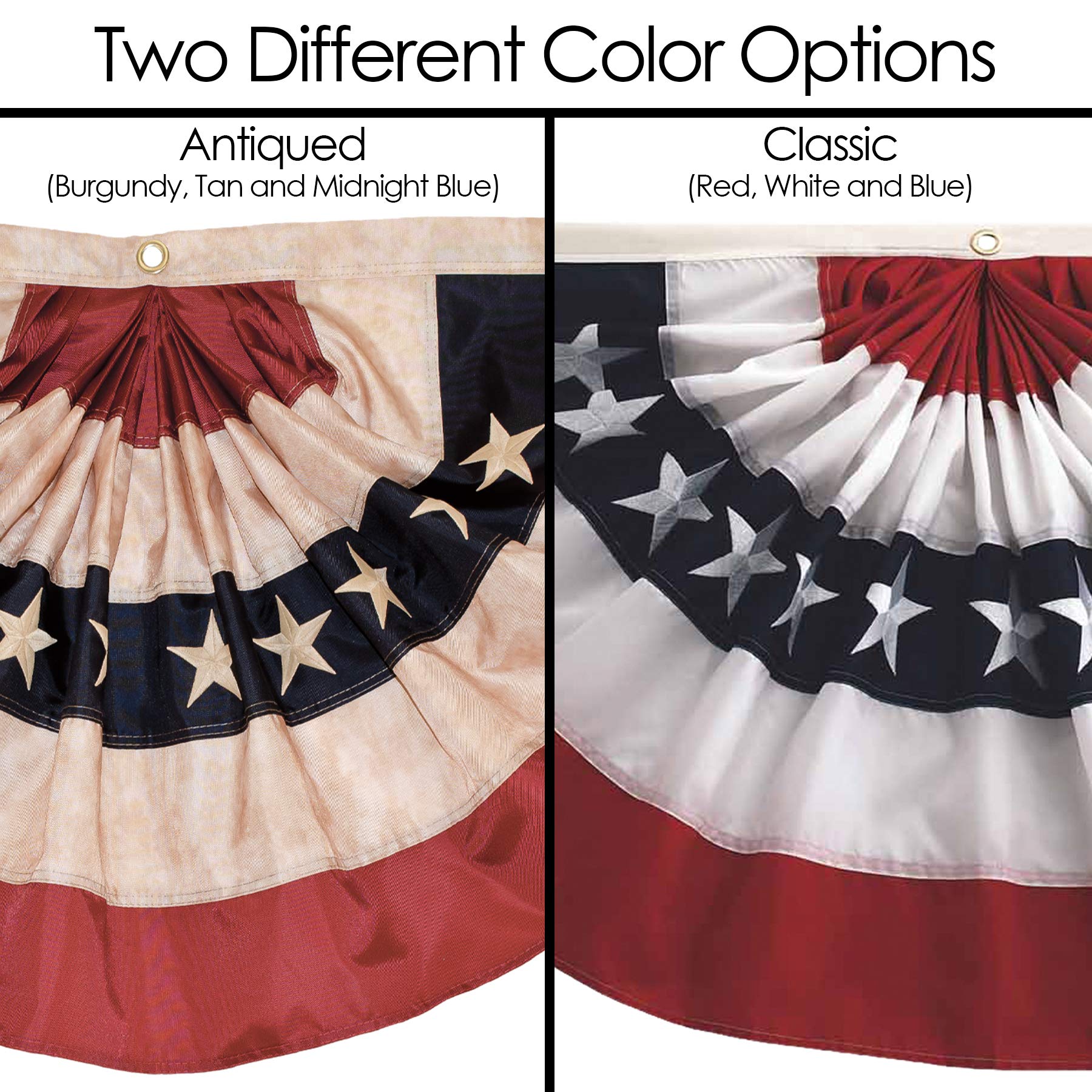 1.5' x 3' Patriotic Pleated Bunting Fan - Red White & Blue Decorative Breeze Fan for 4th of July, Memorial Day, Veterans Day Outdoor Decor & Patriotic Party Supplies