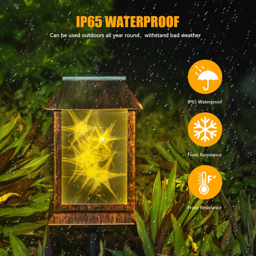 1PC Solar Powered Outdoor Lantern with Upgraded Flashing Mode & 3D Starry Effect - Waterproof Hanging Garden Lights for Yard, Patio, Pathway Decor - Perfect for Camping, Parties, and Outdoor Events