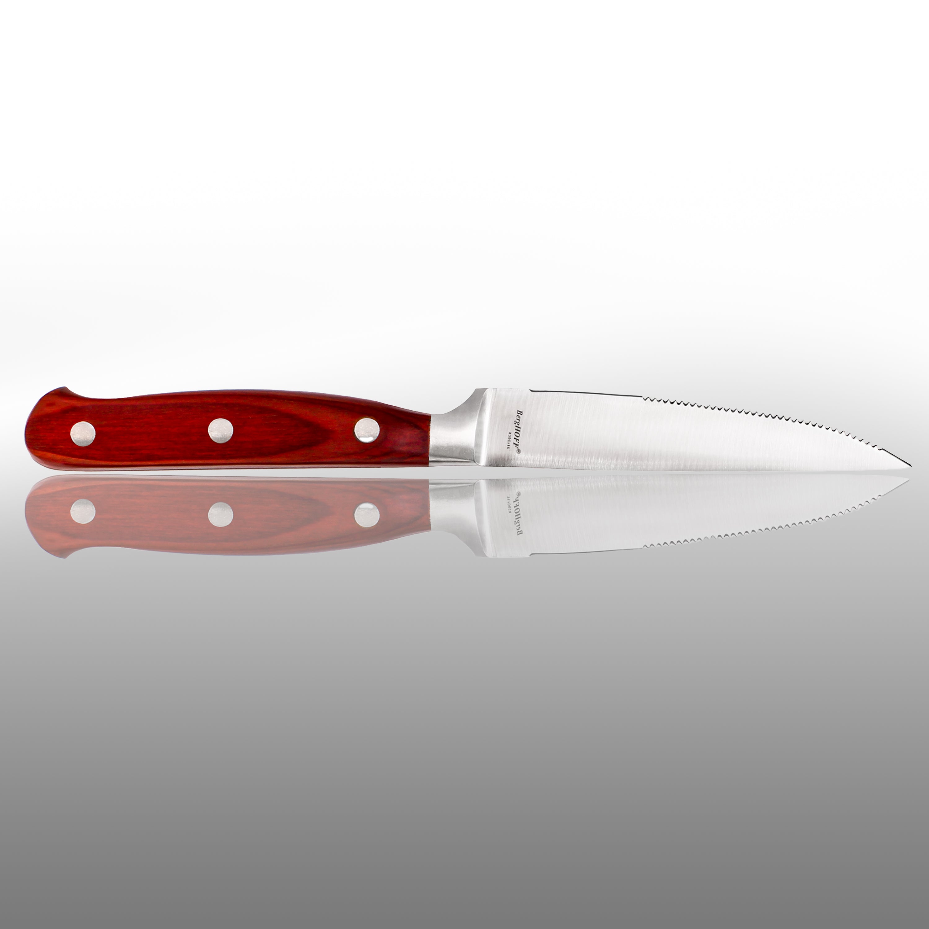 BergHOFF Pakka Wood 6-Piece Stainless Steel Steak Knife Set - Premium Steak Knives for Steak Lovers, BBQ, Dinner Parties & Fine Dining (4.75