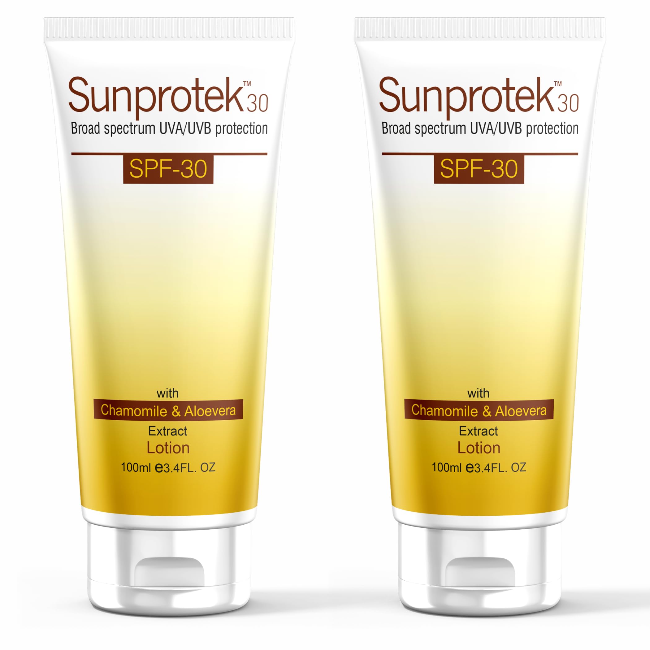 SPF 30+ Broad Spectrum Sunscreen Lotion for Face & Body - UVA/UVB Protection, Water Resistant, Non-Greasy - 100ml (2 Pack) | Daily Sun Protection for Outdoor Activities, Beach, Swimming & Sports