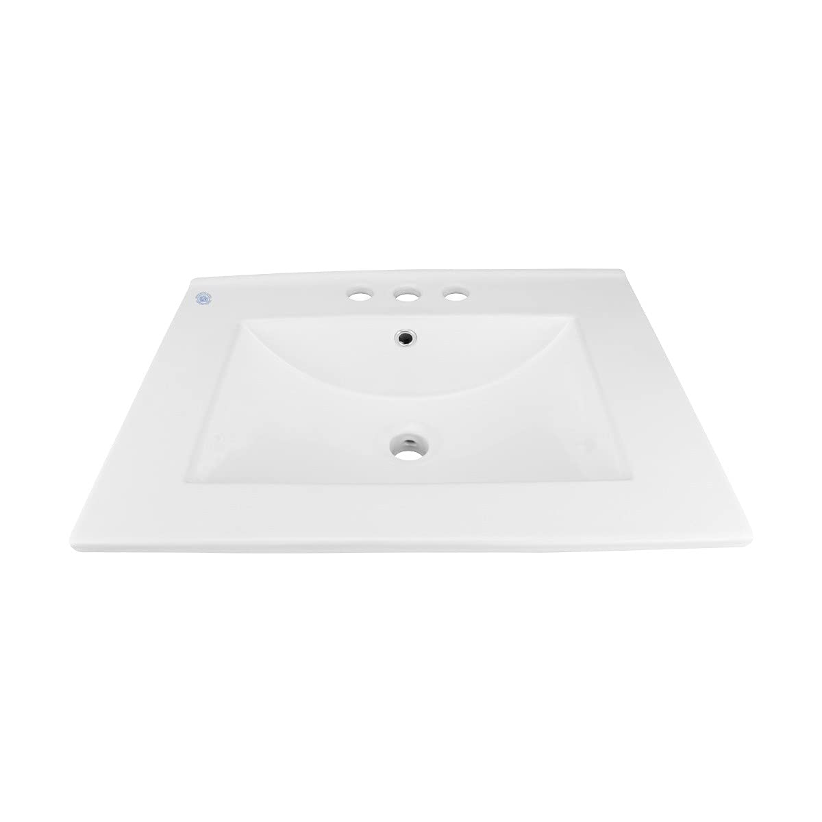 Luke 24-Inch White Porcelain Drop-In Bathroom Sink with 4-Inch Centerset Faucet Holes - Perfect for Bathroom Renovations, Guest Baths, and Modern Home Upgrades