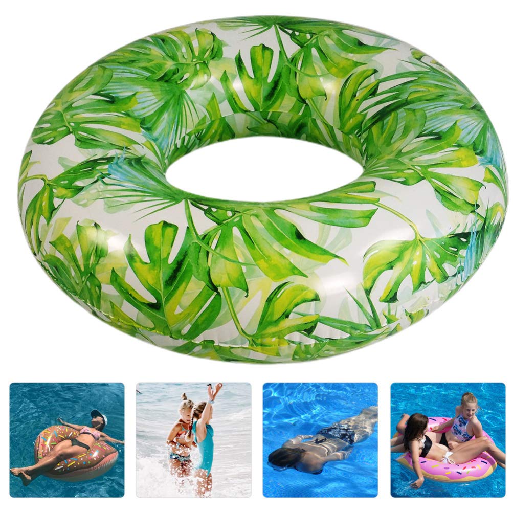 jojofuny Monstera Palm Leaves Pool Tubes - 90cm Large Inflatable Swim Floaties for Adults & Kids, Tropical Hawaiian Summer Luau Party Decor, Pool Party Photo Props, Beach Vacation & Backyard Pool Relaxation
