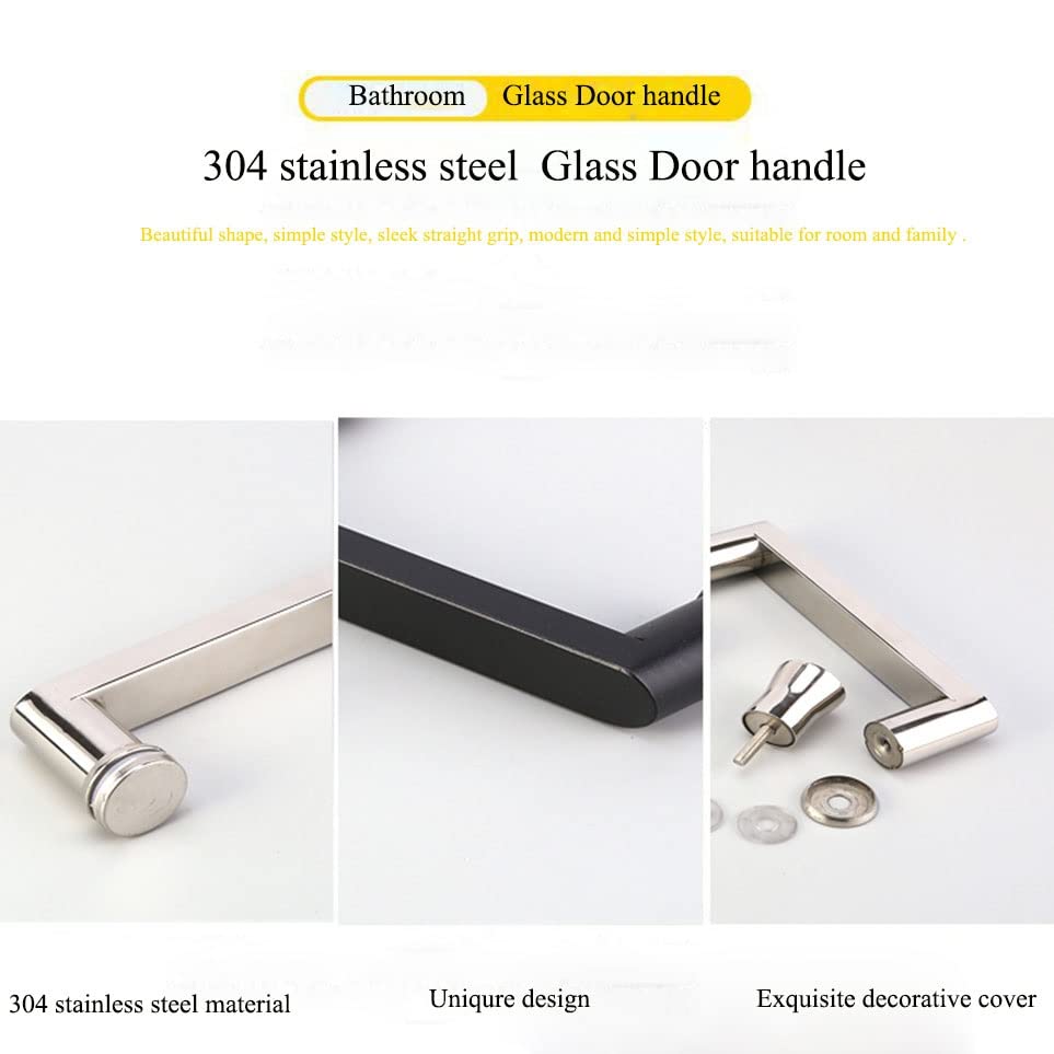 Stainless Steel 304 Shower Door Handle - 145mm Hole Spacing, Black Bathroom Glass Door Handle for Shower Enclosures & Bathroom Doors