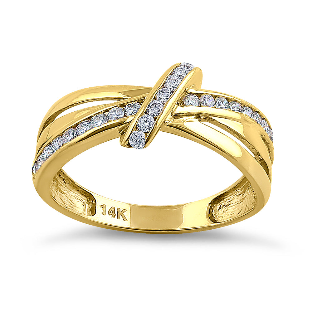 14K Yellow Gold Diamond Twist Ring - 0.47 Carat Round Cut Solitaire Engagement Ring for Women, Perfect for Proposals, Anniversaries & Special Occasions