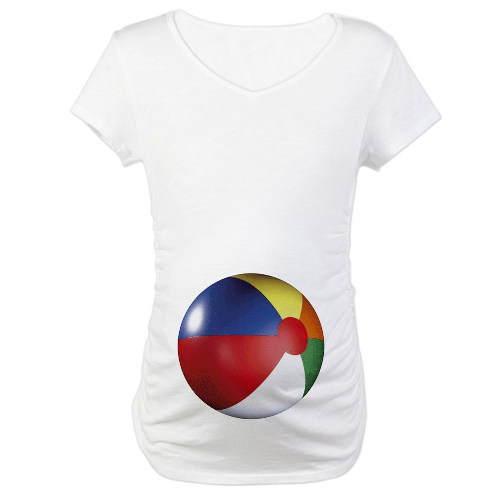 Beach Ball Maternity T-Shirt - Funny Pregnancy Tee for Women | Comfortable Cotton Shirt for Moms-to-Be, Perfect for Beach Trips, Baby Showers & Maternity Photos