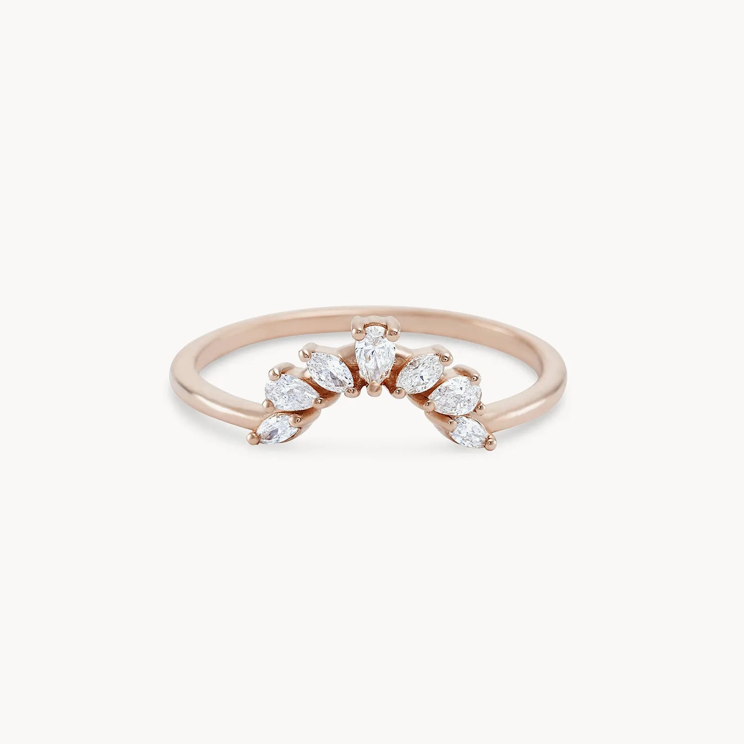 14K Rose Gold Ablaze Band with White Diamonds - Elegant Stackable Ring for Weddings, Anniversaries & Everyday Luxury