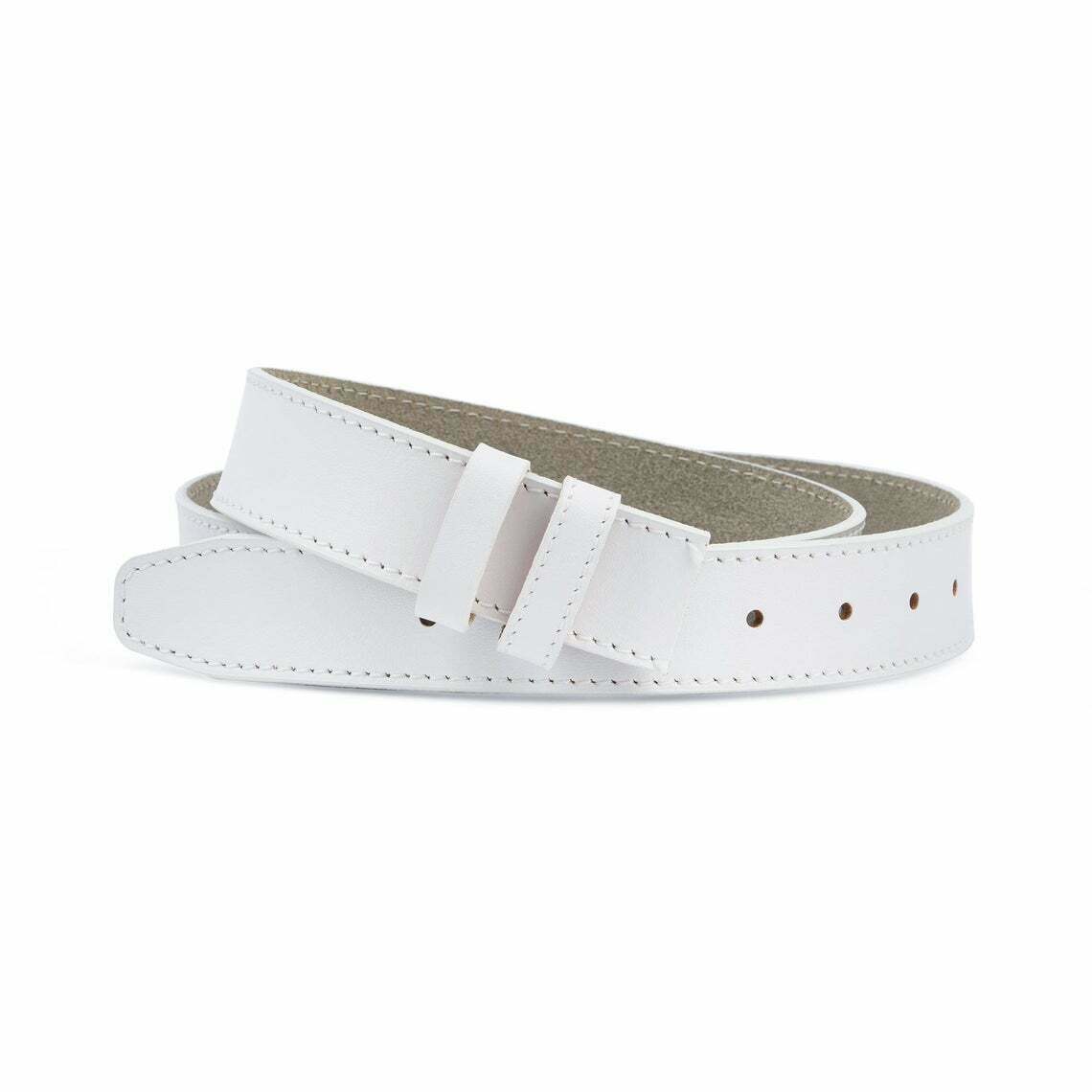 Men's White Genuine Leather Belt Replacement Strap - 35mm Width Adjustable for Dunhill Buckles | Perfect for Business Attire, Formal Wear & Dress Pants