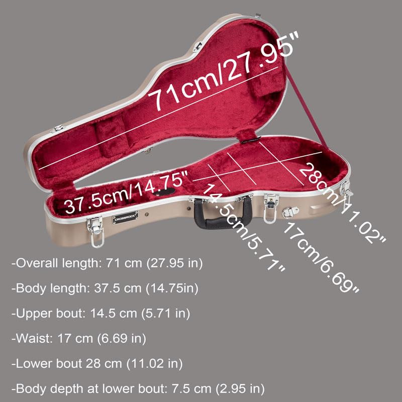 Crossrock ABS Molded F-Style Mandolin Hard Shell Case - Black (CRA861MFBK) | Durable Protection for Travel & Performance