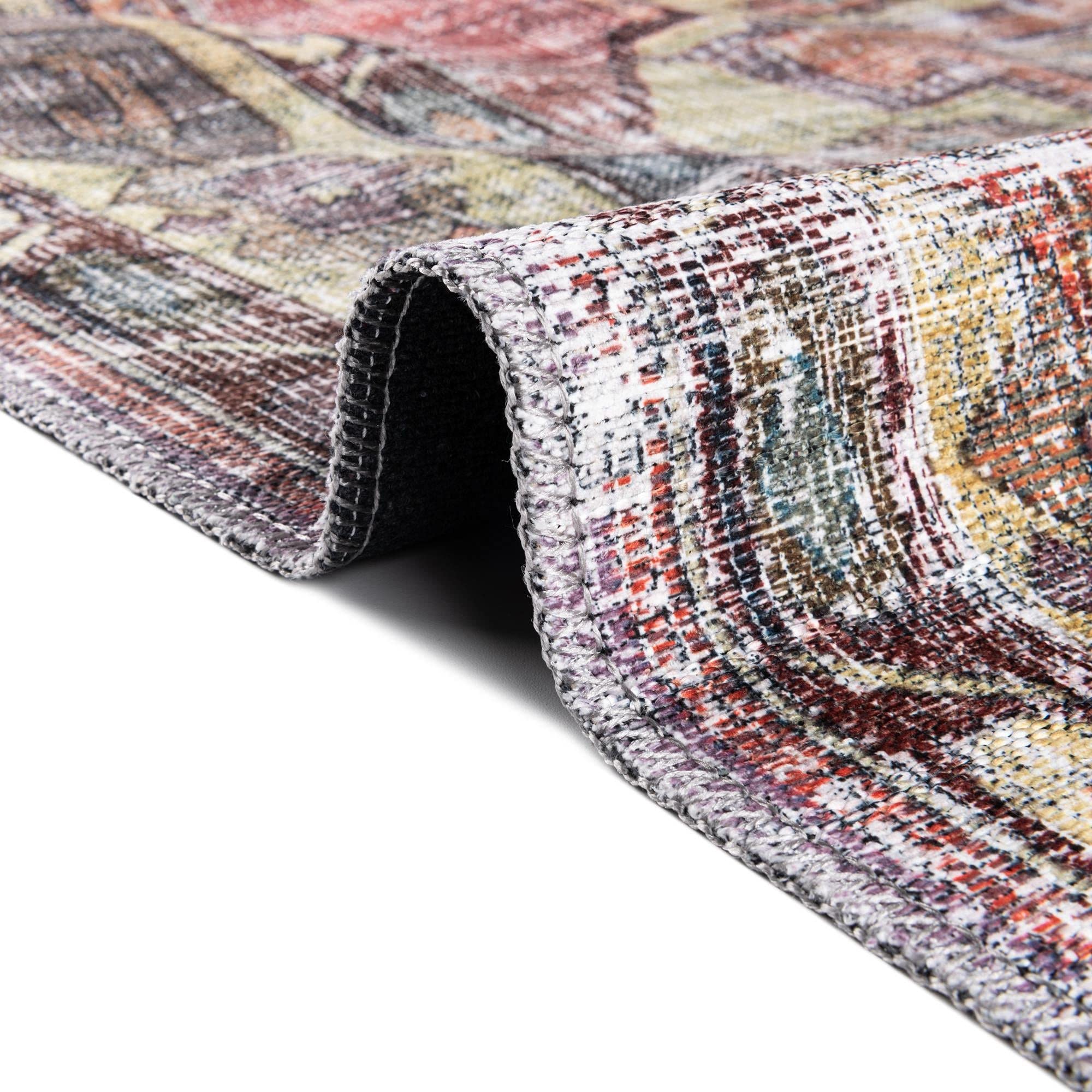 Washable 5' x 8' Oval Pink Low-Pile Rug - Maahru Collection by Rugs.com | Soft & Durable for Living Rooms, Dining Areas & Open Spaces | Easy-Clean Home Decor for High-Traffic Areas