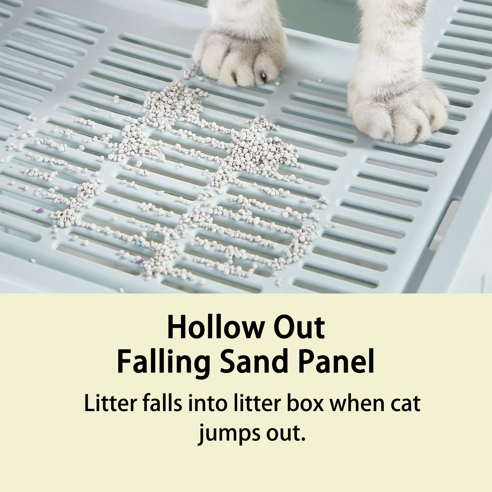 Gefryco Large Covered Cat Litter Box with Sifting Lid - High-Sided Enclosed Litter Pan for Medium & Big Cats - Includes Scoop & Drawer - Front Entry Top Exit Design (Blue) - Perfect for Odor Control & Multi-Cat Households
