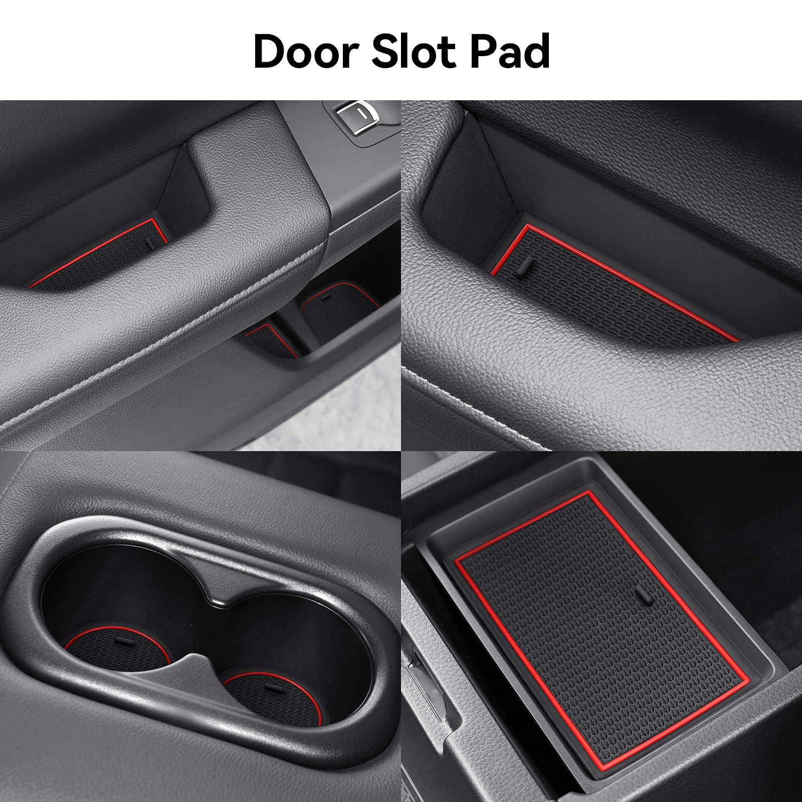 Premium 18-Piece Non-Slip Interior Accessories Set for Honda CR-V 2023-2025 - Center Console Liner, Cup Holder Mats, Door Slot Pads & Coaster Trims (Black & Red) - Perfect for Car Organization & Dust Protection