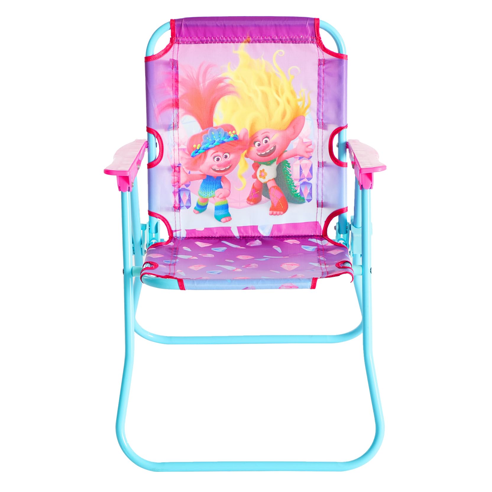 DreamWorks Trolls 3 Kids Outdoor Folding Chair - Portable Metal Frame Patio Seat for Ages 3+, Perfect for Backyard, Camping & Picnics