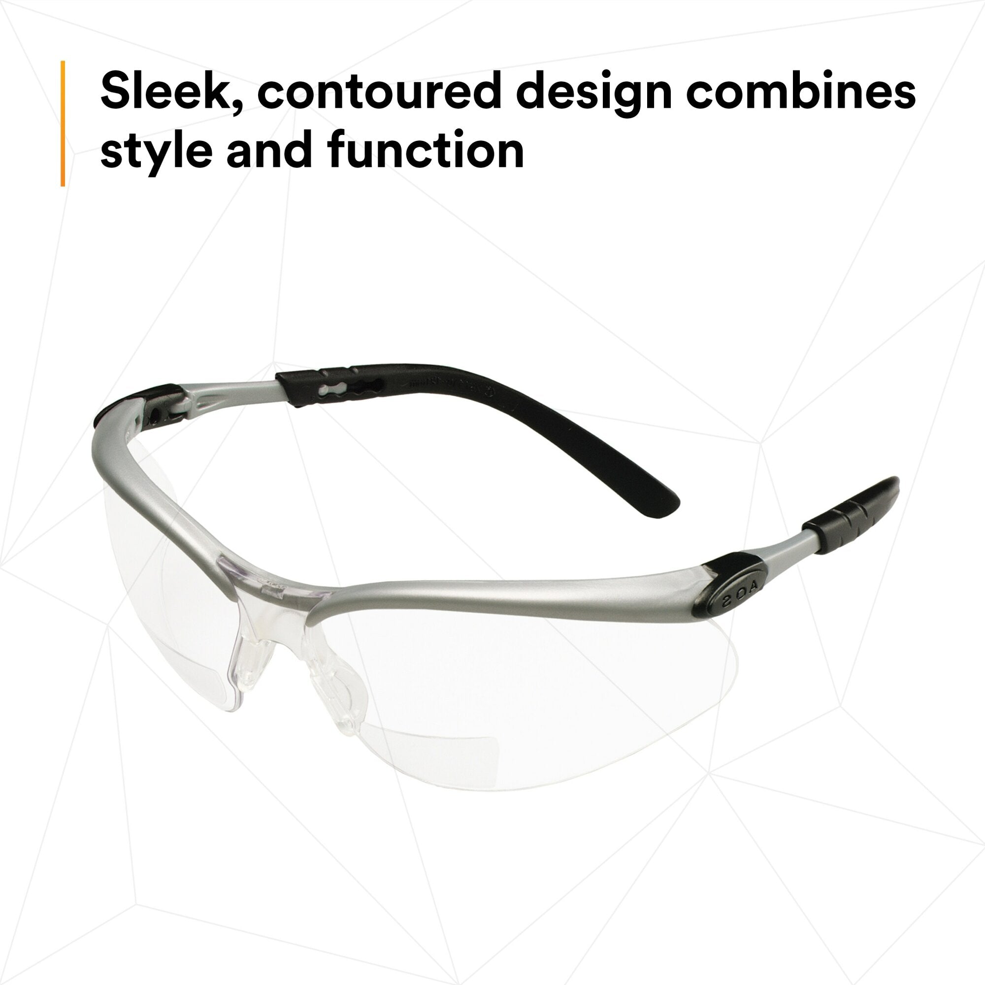 3M BX Reader Protective Eyewear 11376-00000-20 - Clear Lens Safety Glasses with Silver Frame - Perfect for Reading, Lab Work & DIY Projects
