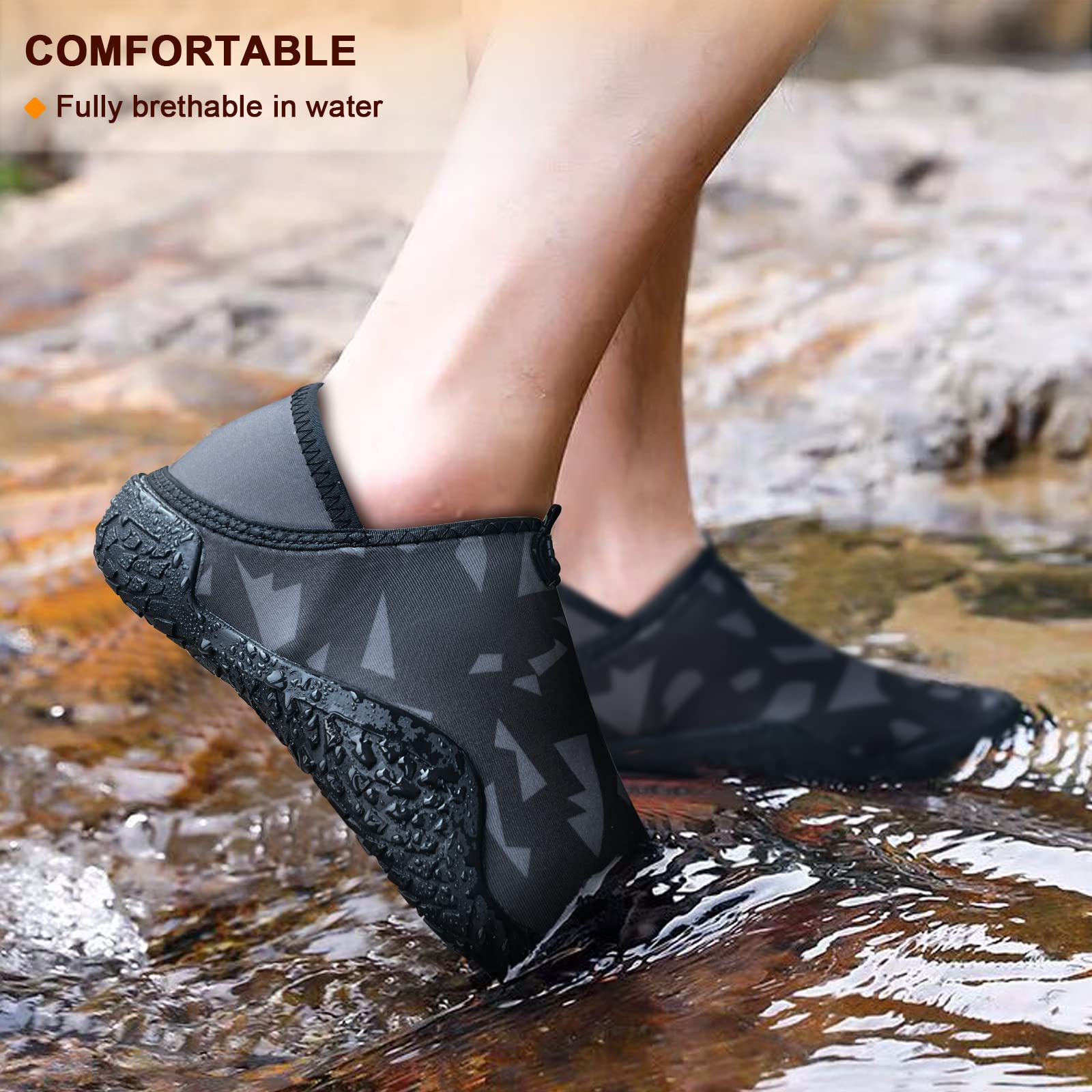 BULLIANT Men's Water Shoes Slip On - Quick Dry Beach Swim Shoes for Men & Women - Barefoot Aqua Shoes with Stretch Fit - Perfect for Swimming, Surfing, Kayaking & Water Sports