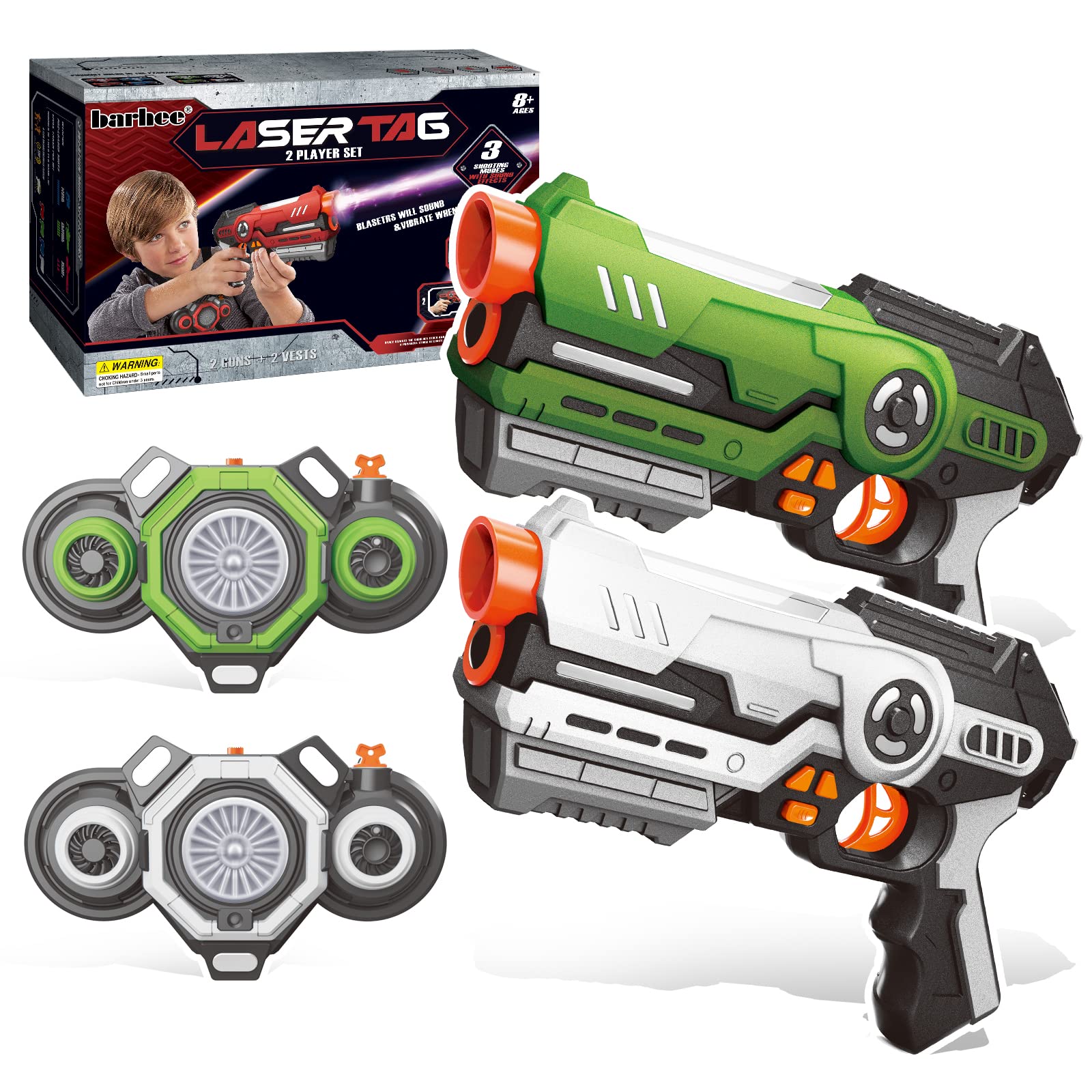 Laser Tag Guns Set of 2 with Fog Effect Vests - Outdoor & Indoor Laser Tag Game for Kids, Teens (Ages 8-12) and Adults - Perfect Birthday & Holiday Gift for Family Fun, Backyard Parties, and Team Building Activities