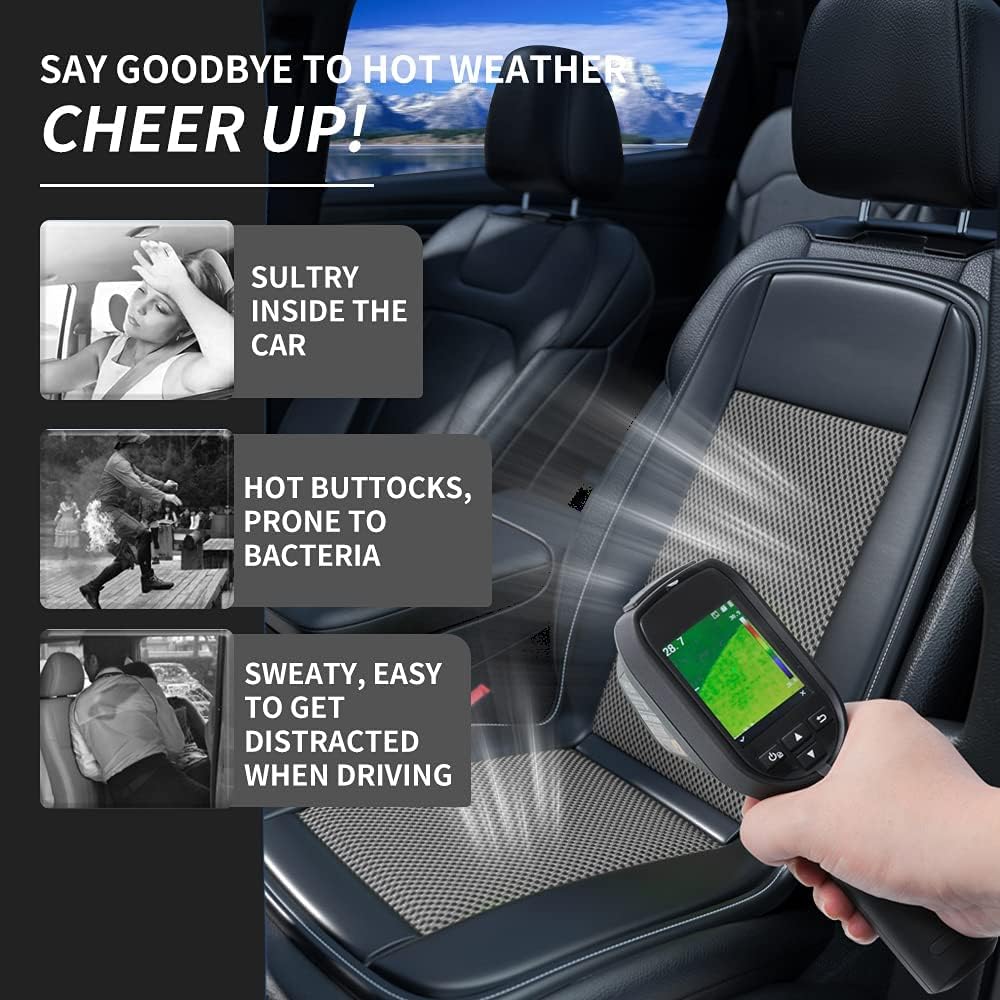 12V Cooling Car Seat Cushion with 10 Fans & 3 Temperature Settings - Fast 15-Second Cooling for Summer Driving - Breathable Air Conditioned Seat Cover - Perfect for Hot Weather Commutes & Road Trips (Gray, 1 Pack)