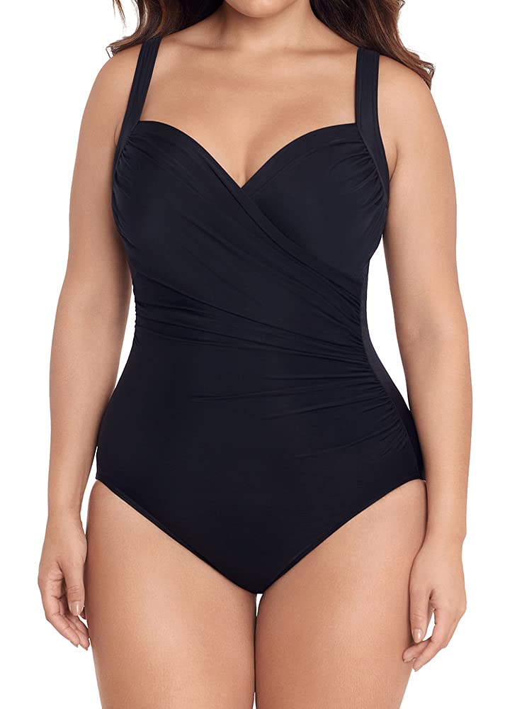 Miraclesuit Women's Plus Size One Piece Swimsuit - Solid Sanibel Sweetheart Neckline Swimwear for Curvy Women | Perfect for Beach Vacations, Pool Parties & Summer Getaways