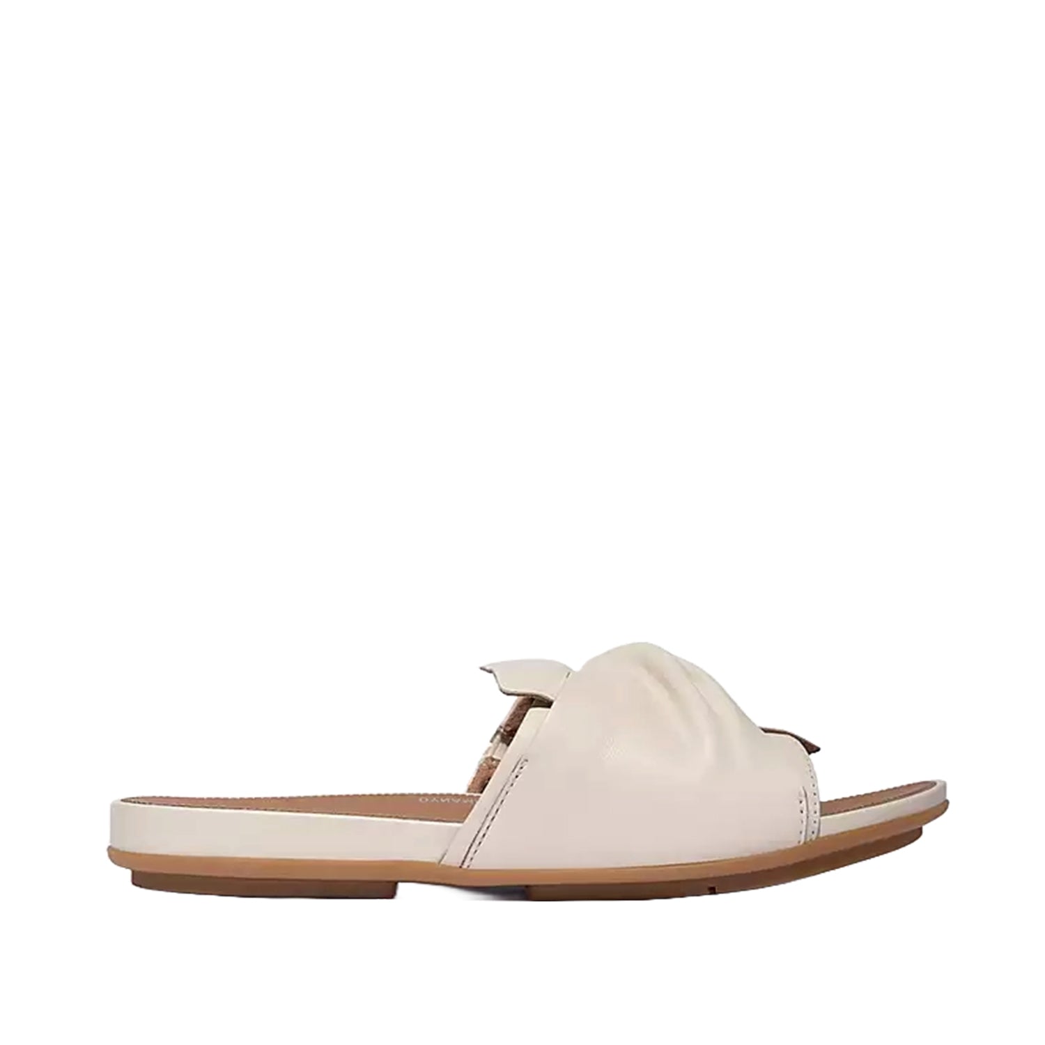 Fit Flop Women's Gracie Soft Twist Leather Slides - Comfortable Beige Sandals for Walking, Travel & Casual Wear