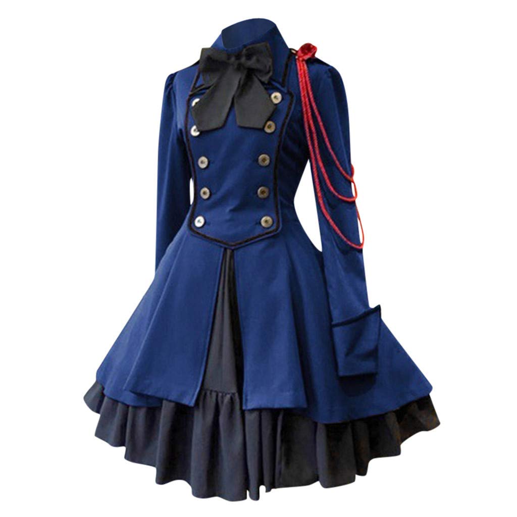 Gothic Lolita Dress for Women - Vintage Bow & Ruffle Steampunk Long Sleeve Renaissance Costume | Perfect for Cosplay, Halloween, and Themed Parties