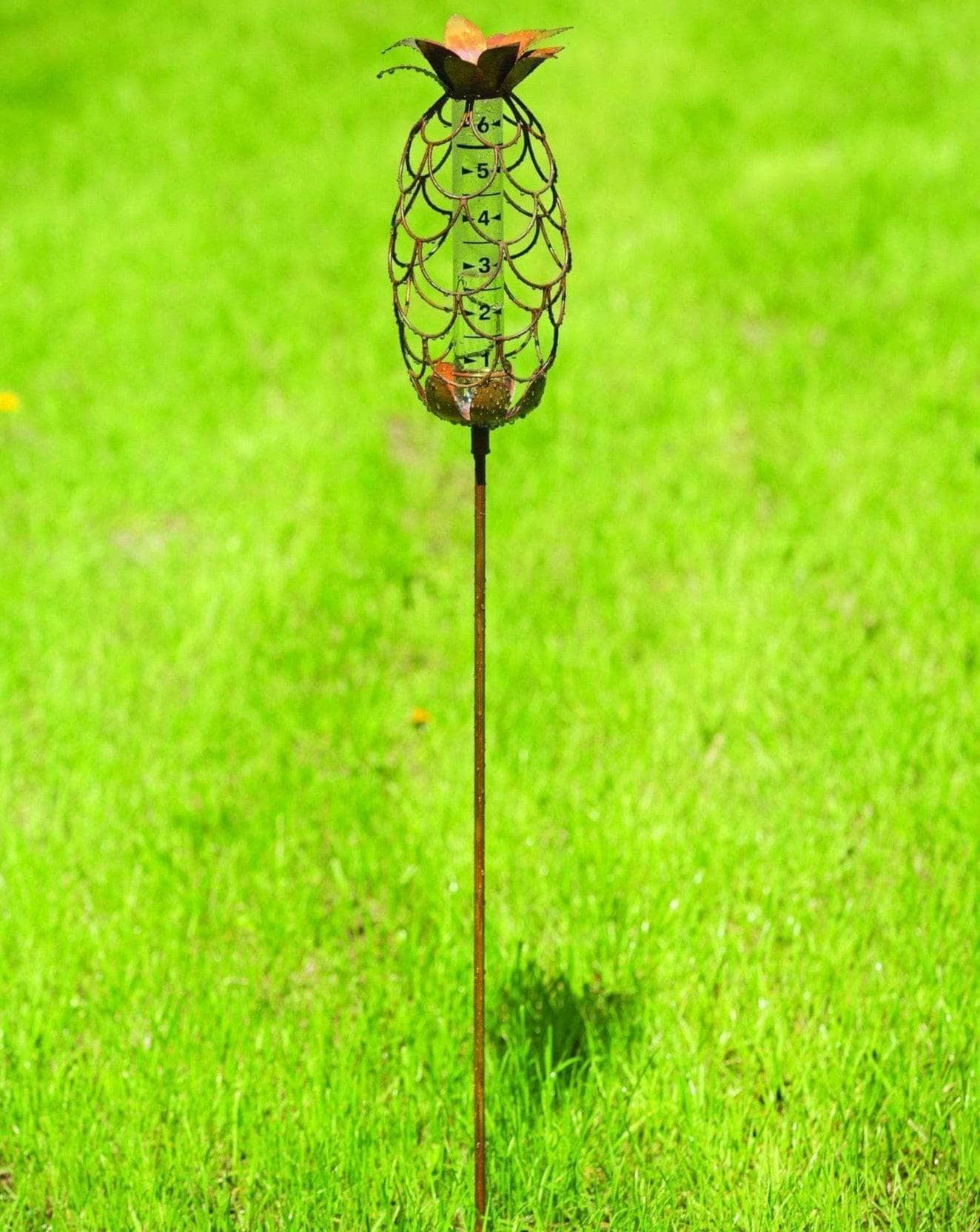 Pineapple Rain Gauge Stake - Outdoor Garden Decor with Easy-Read Measurements for Accurate Rainfall Tracking - Perfect for Backyards, Lawns, and Flower Beds