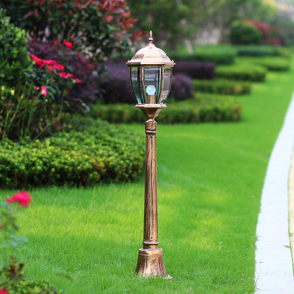 Vintage Outdoor Garden Lantern - Aluminum E27 Solar LED Lawn & Pathway Lighting - Waterproof All-Weather Column Lamp Post for Patio, Yard, Driveway Decor - Perfect for Landscape, Walkway & Street Lighting