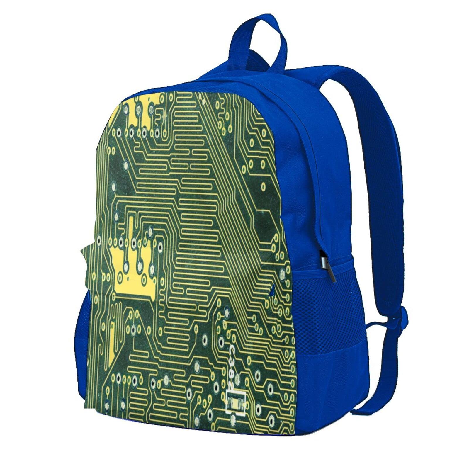 Modern Circuit Board Design Extra Large Travel Laptop Backpack - 17 Inch Waterproof School Backpack with USB Charging Port for College, Business & Commuting