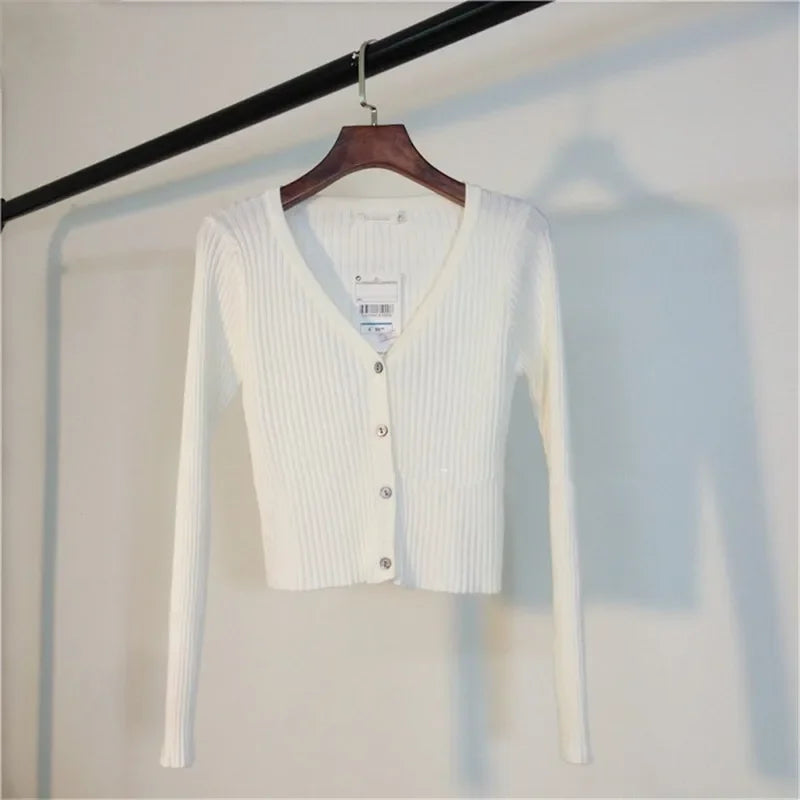 Patchwork Long Sleeve Button-Up Knit Sweater for Women - Cozy Fall & Winter Fashion - Perfect for Casual Outings and Office Wear