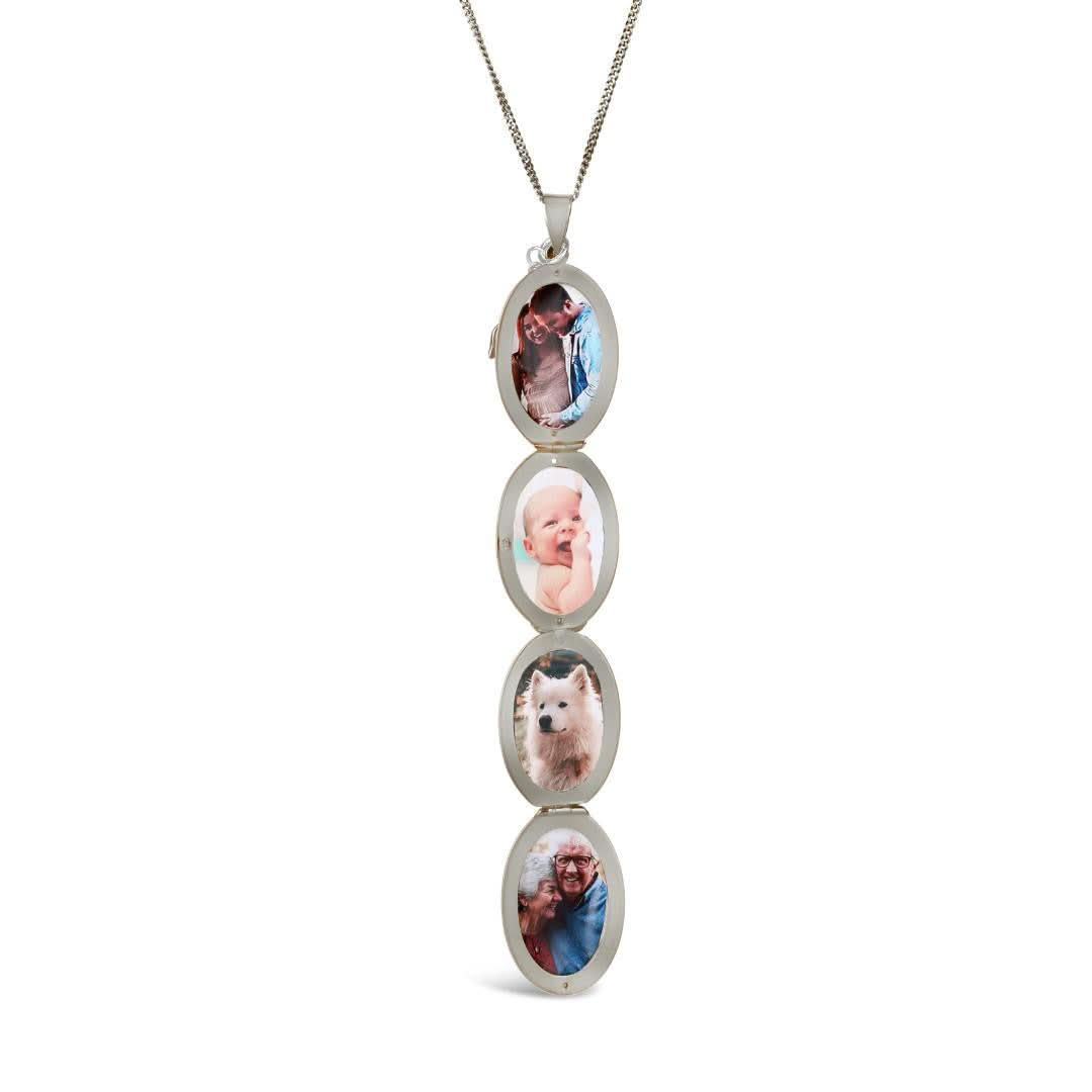 Silver & Gold Oval Butterfly Photo Locket Necklace - Holds 4 Pictures - Perfect for Valentine's Day, Anniversary & Mother's Day Gifts