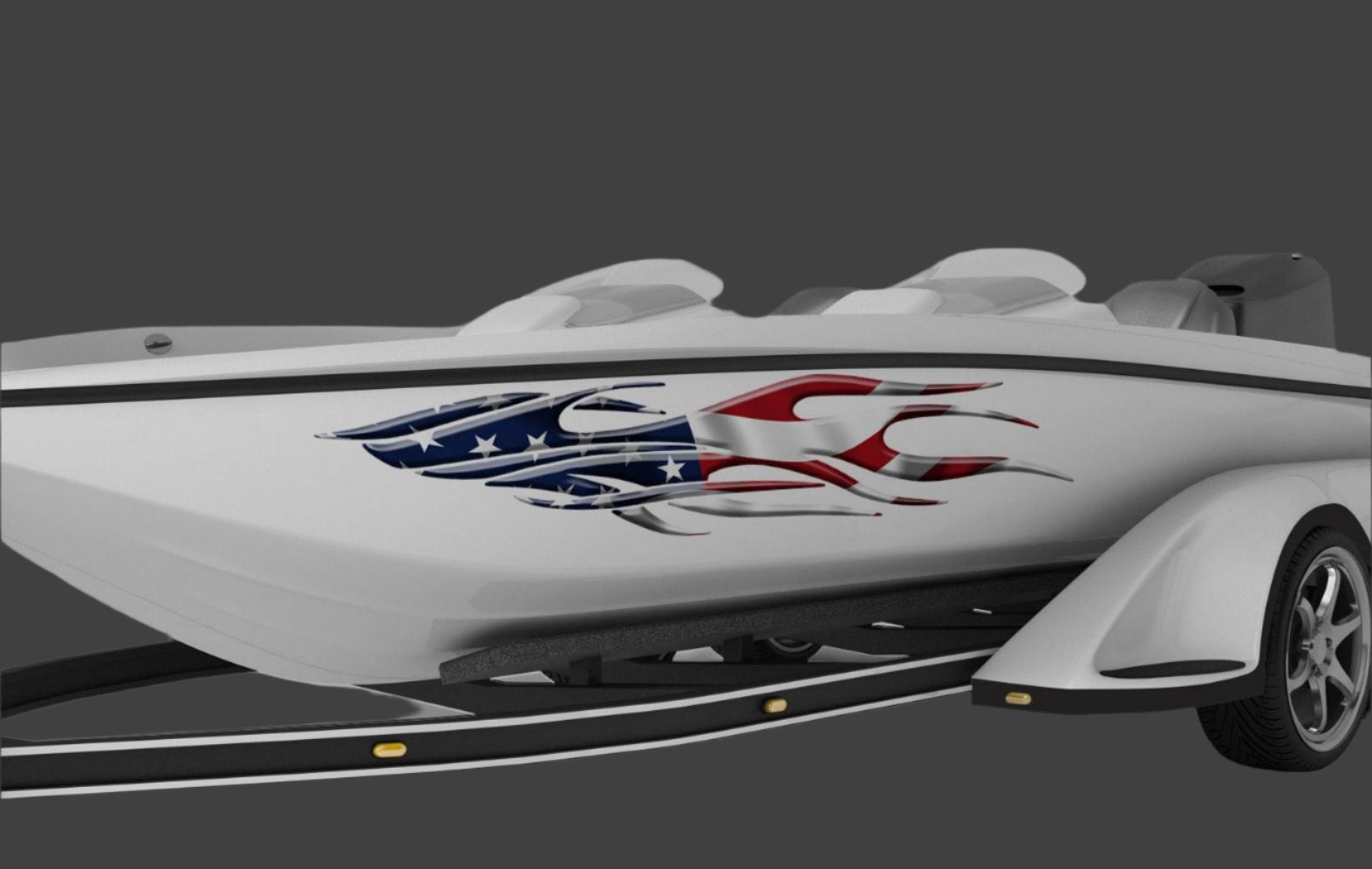 American Flag Flames Boat Decal - Premium Vinyl Graphics (B763) - Durable Waterproof Decals for Boats, Jet Skis & Marine Vehicles