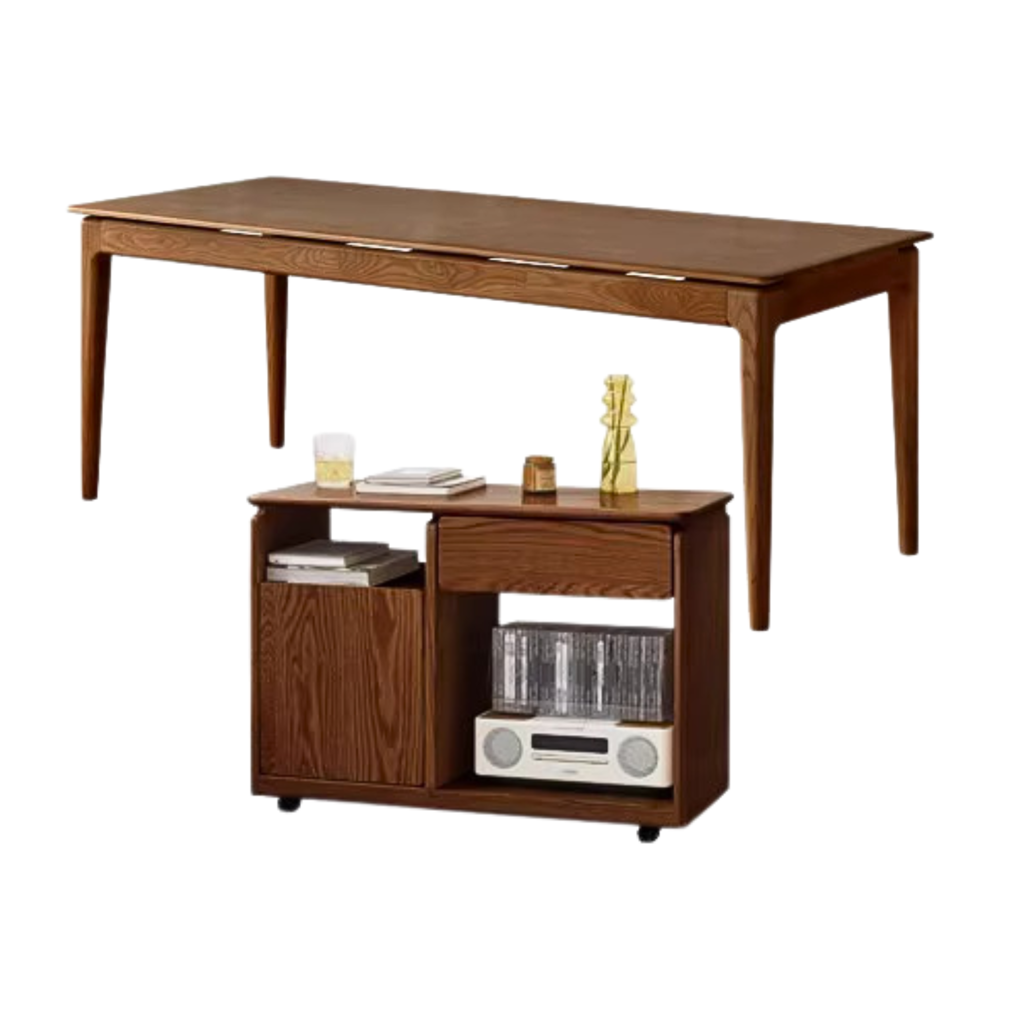 Premium Black Walnut & Ash Solid Wood Office Desk - Long Executive Work Table for Home & Business Use - Perfect for Modern Workspaces, Study Rooms & Office Decor