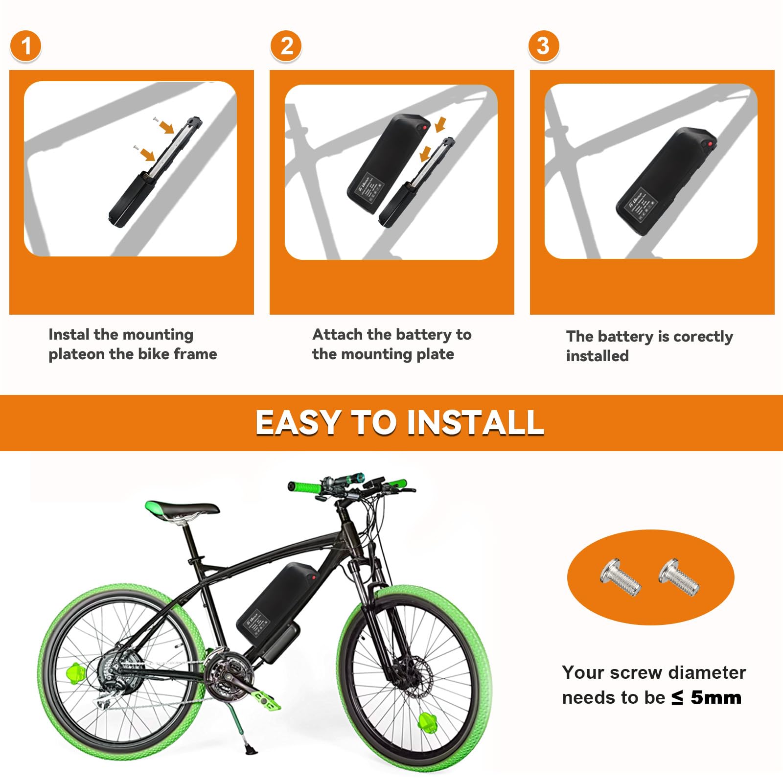 36V 48V 52V Ebike Battery Pack - 10Ah 13Ah 15Ah 20Ah with 3A Fast Charger & 30A BMS - Compatible with 250W to 1200W Motors - Perfect for Commuting, Mountain Biking & Long-Distance E-Bike Rides
