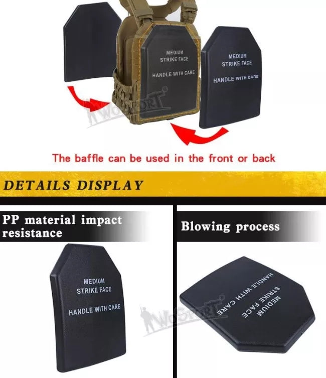 WST Tactical Vest Baffle Plate - Military Grade Body Armor Insert for Tactical Vests - Perfect for Airsoft, Paintball & Outdoor Activities