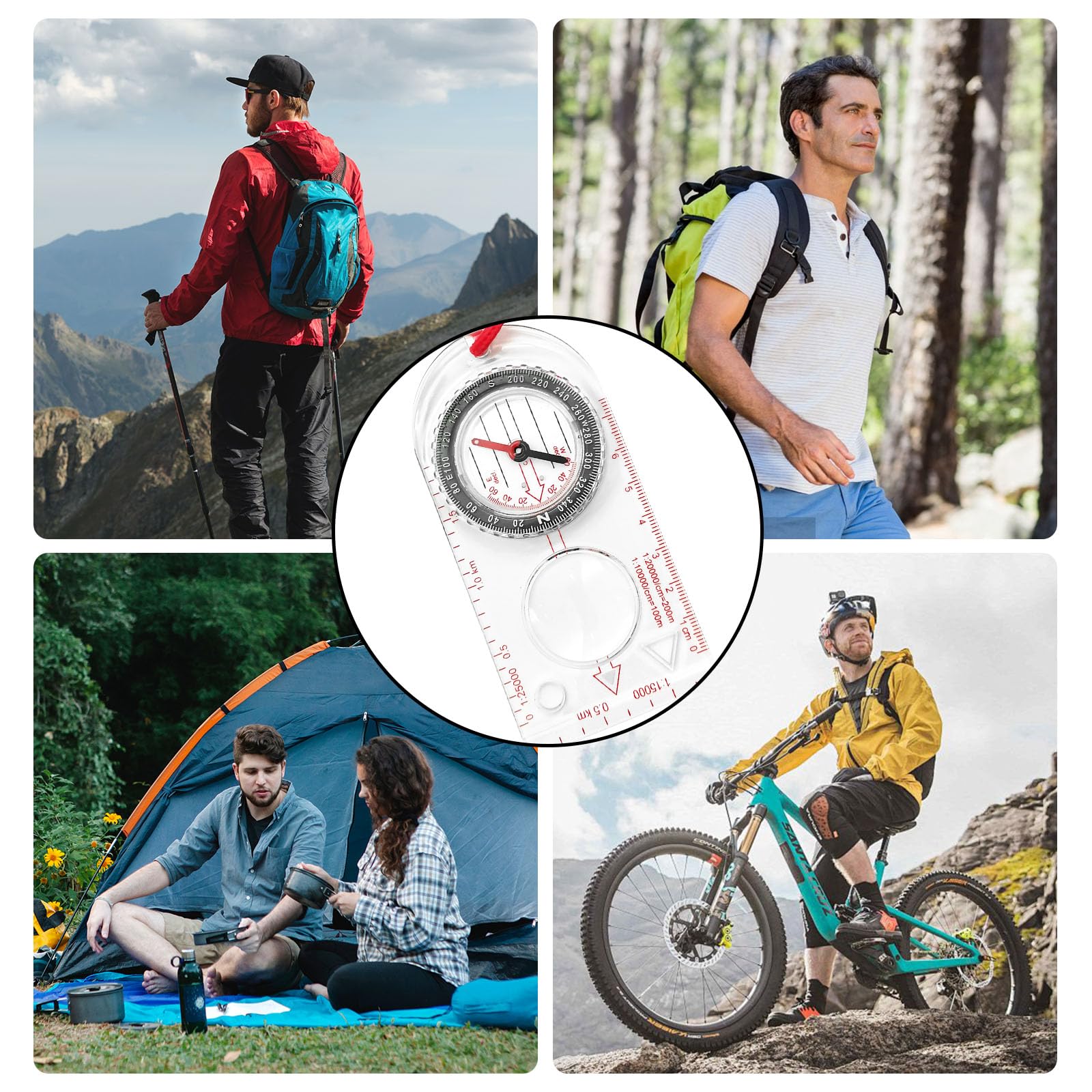 BlingKingdom Multifunctional Waterproof Compass with Map Ruler & Magnifier - Adjustable Lanyard for Hiking, Camping, Outdoor Navigation & Survival Gear | Perfect for Explorers, Backpacking & Map Reading Adventures