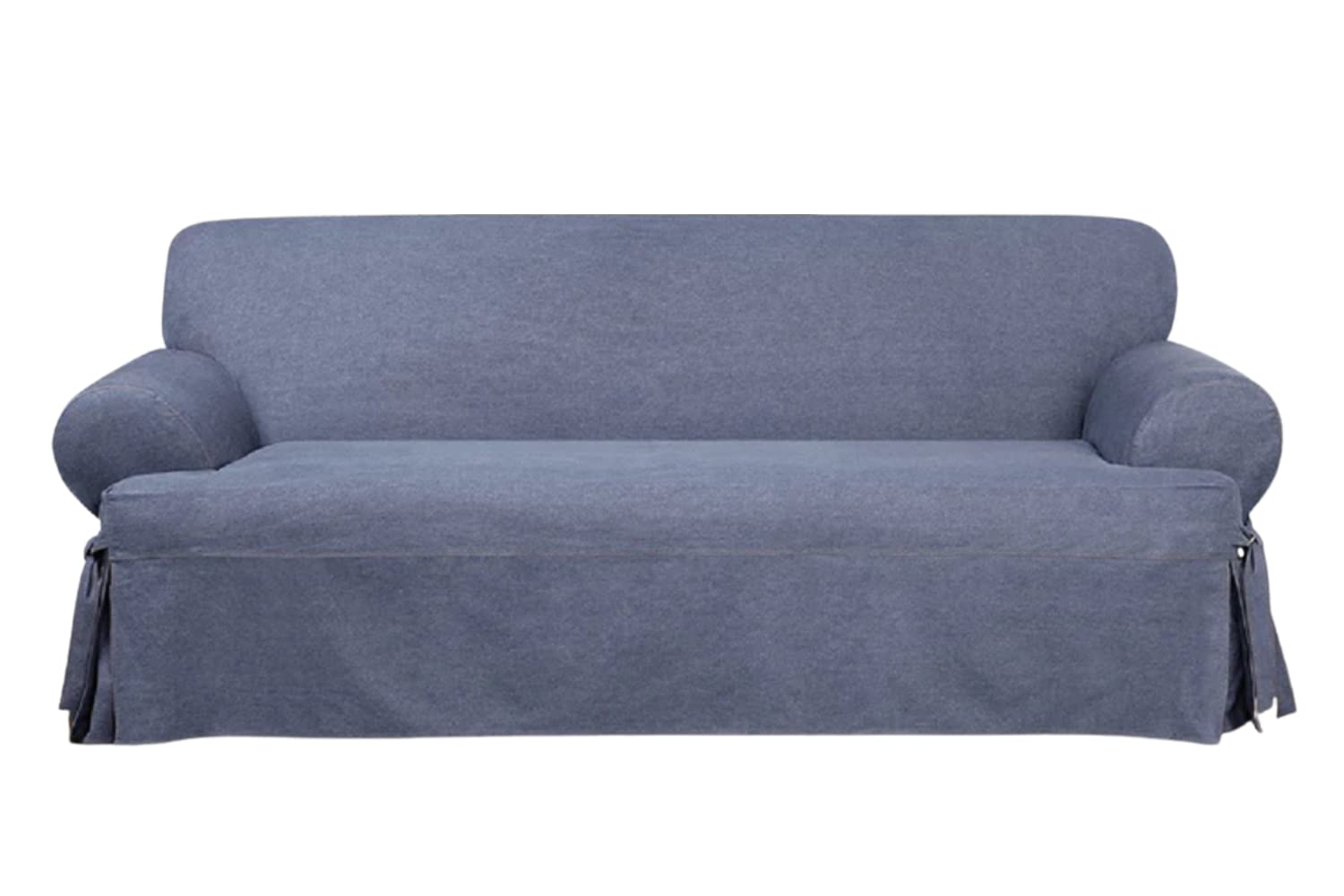 SureFit Authentic Denim One Piece Slipcover | T-Cushion Sofa Cover | Relaxed Woven Fit | 100% Cotton | Machine Washable | Perfect for Living Room, Family Room & Home Decor