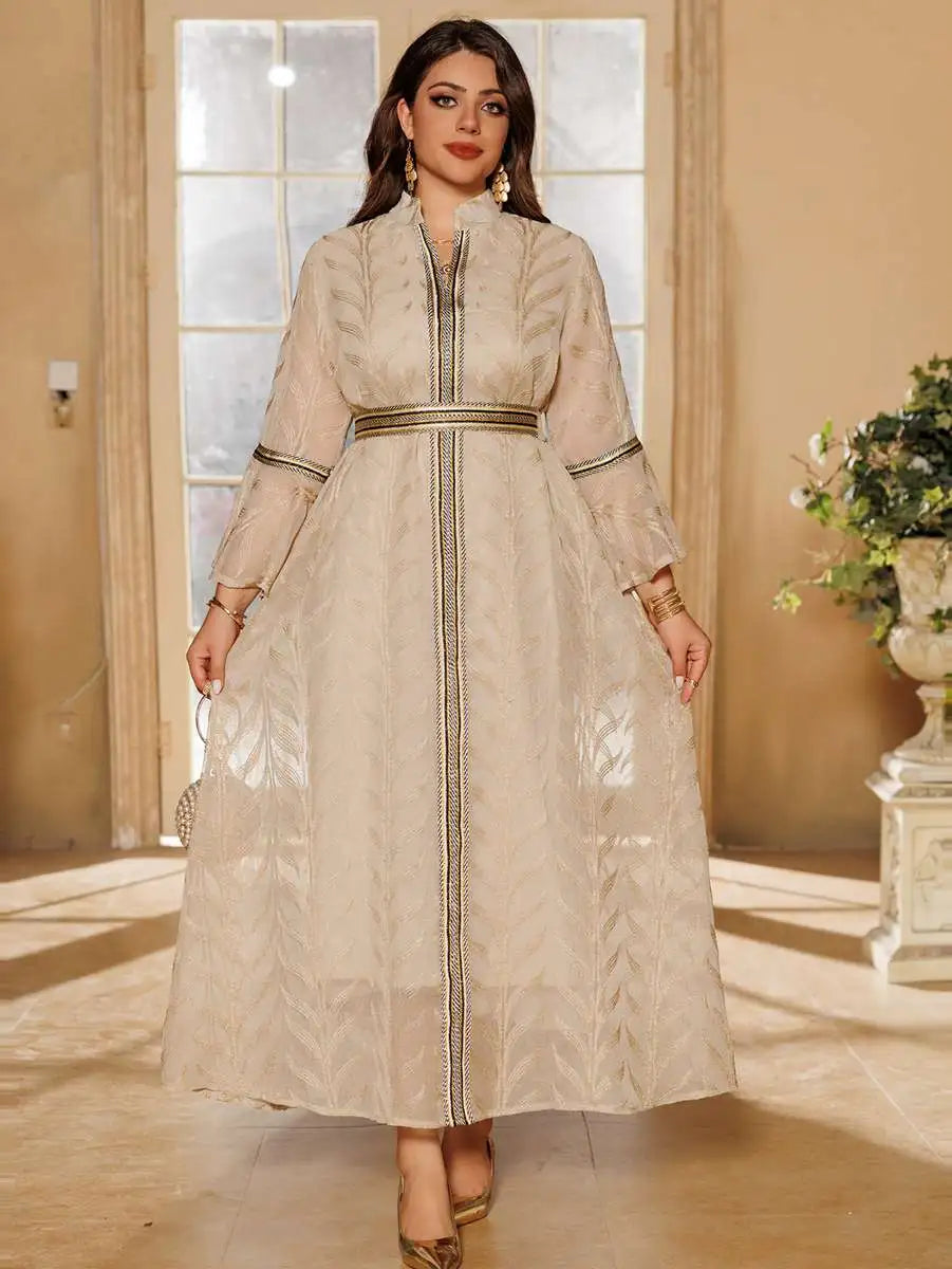 Elegant Eid Doris Embroidered Caftan Dress for Women - Boho Moroccan Kaftan with Intricate Embroidery - Perfect for Eid, Weddings, and Special Occasions