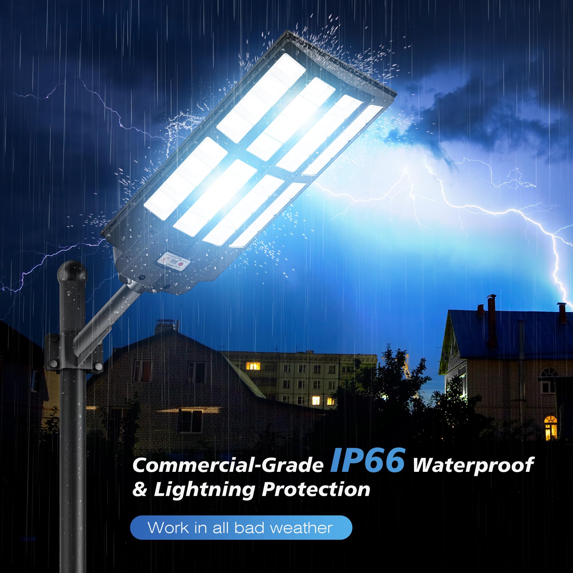 7000W Solar Street Lights Outdoor - Wide Angle Solar Lights for Commercial Parking Lots, Dusk to Dawn Motion Sensor with Remote Control, 7000K LED Street Light IP66 Waterproof - Perfect for Driveways, Pathways, and Security Lighting