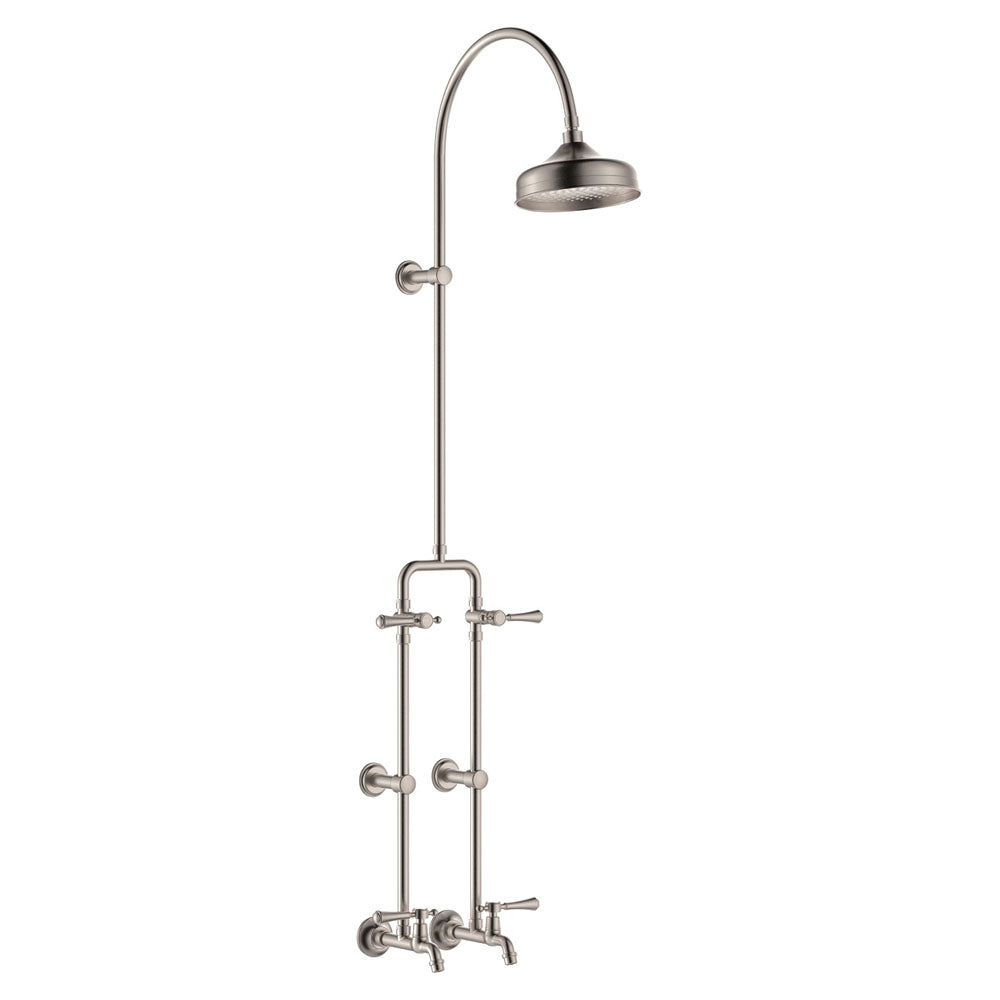 Fienza 455123NN Lillian Lever Exposed Rail Shower & Bath Set in Brushed Nickel - Modern Bathroom Fixture for Spa-Like Shower Experience