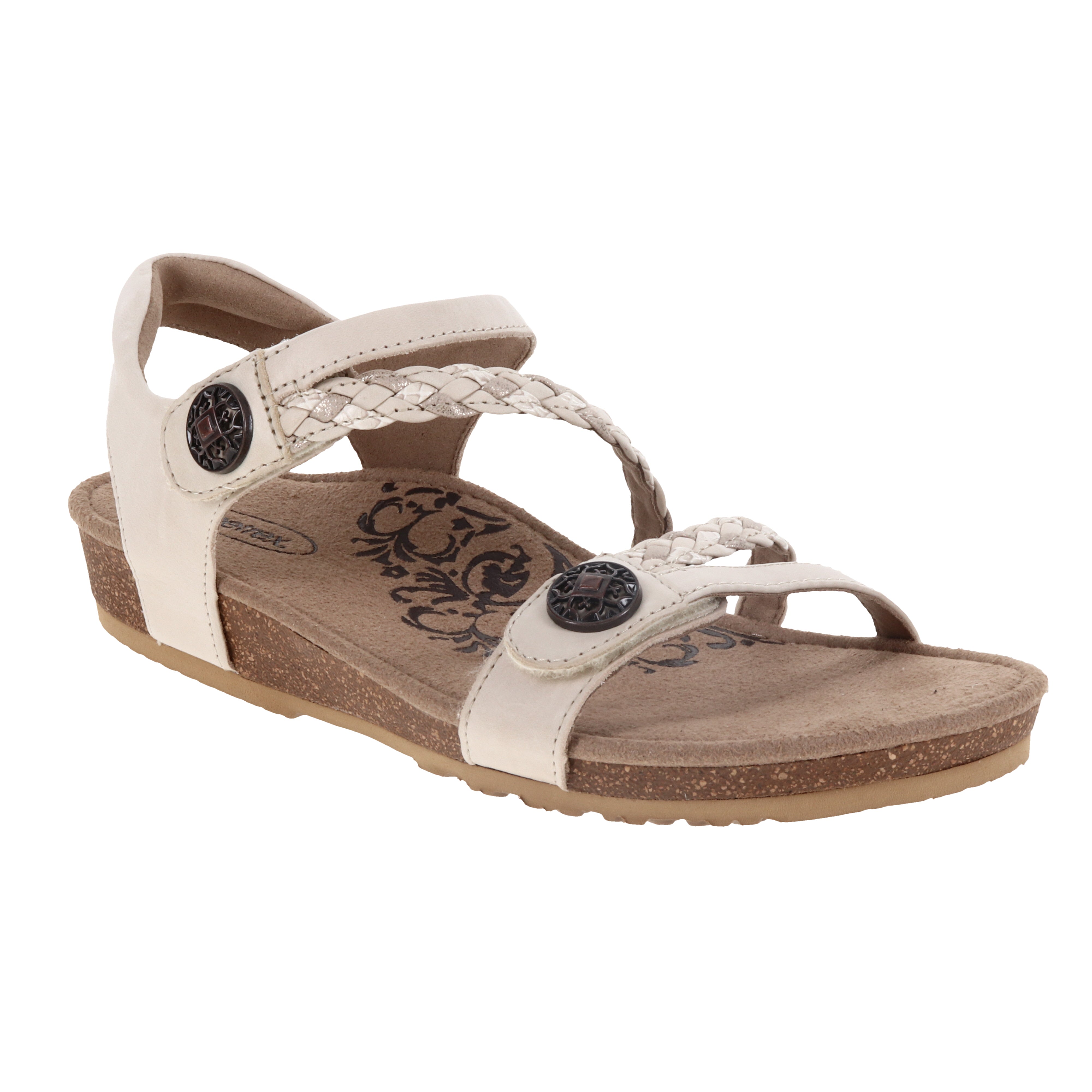 Aetrex Jillian Ivory Women's Orthotic Sandals - Comfortable & Supportive for Walking, Travel & Everyday Wear