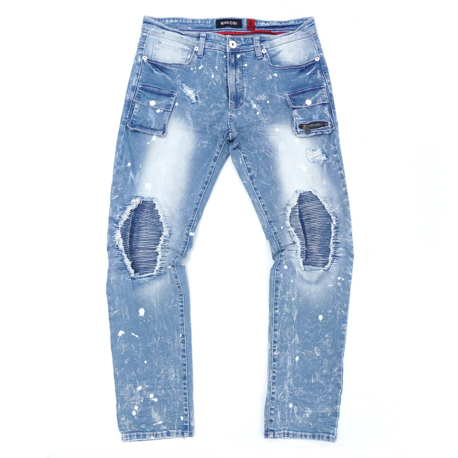 Makobi Light Wash Cannon Shredded Denim Jeans for Women - Distressed High Waist Skinny Jeans with Ripped Details | Perfect for Casual Outfits, Streetwear & Night Out Looks