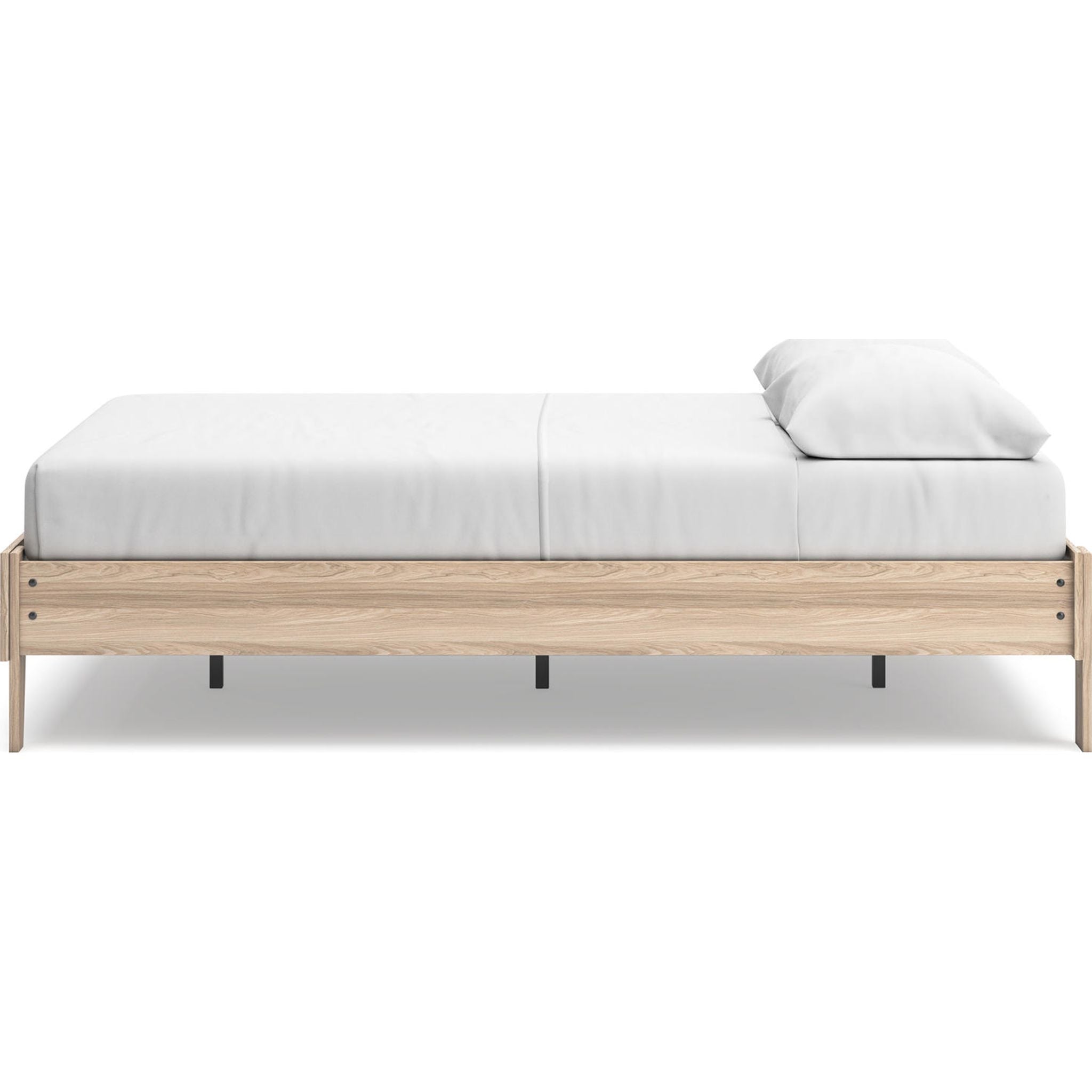 Battelle Full Platform Bed Frame in Tan - Modern Minimalist Wooden Bed with Sturdy Support - Perfect for Bedroom, Guest Room, and Small Space Living