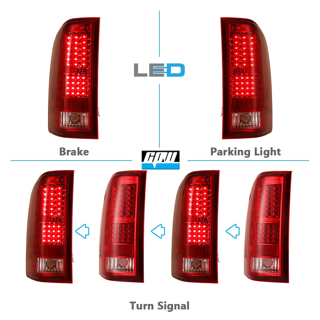 CPW LED Tail Lights for Chevrolet Silverado 1500/2500/3500 (2007-2014) - Red Smoke Lens, Direct Fit Replacement, DOT Approved - Upgrade Your Truck's Style & Night Visibility for Safer Driving
