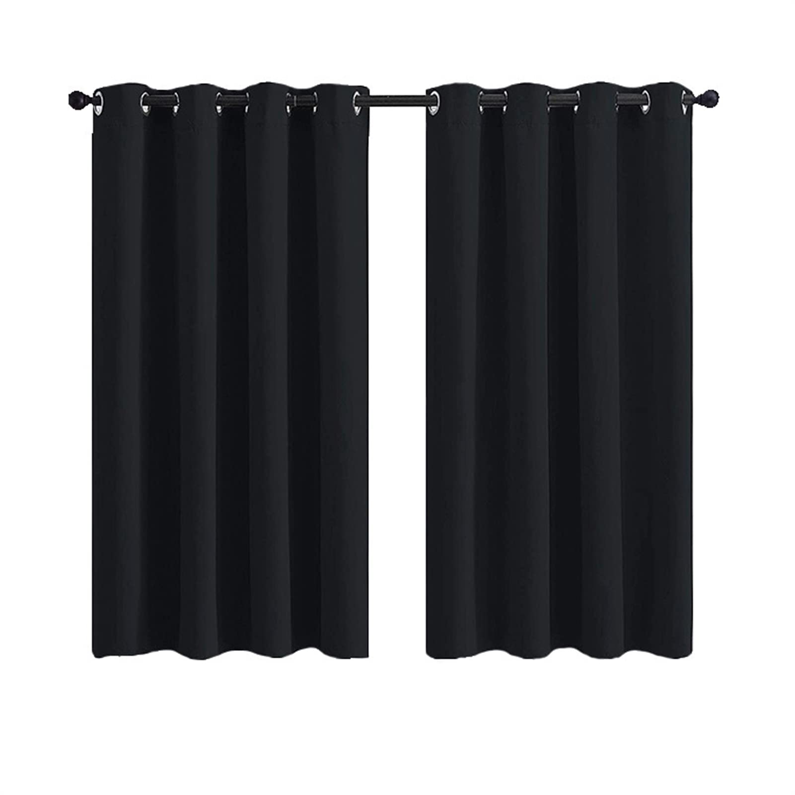 Blackout Curtains for Bedroom & Living Room - Thermal Insulated Energy Saving Window Drapes with Grommet Top, Solid Black (55W x 69L) - Perfect for Light Blocking, Temperature Control & Privacy