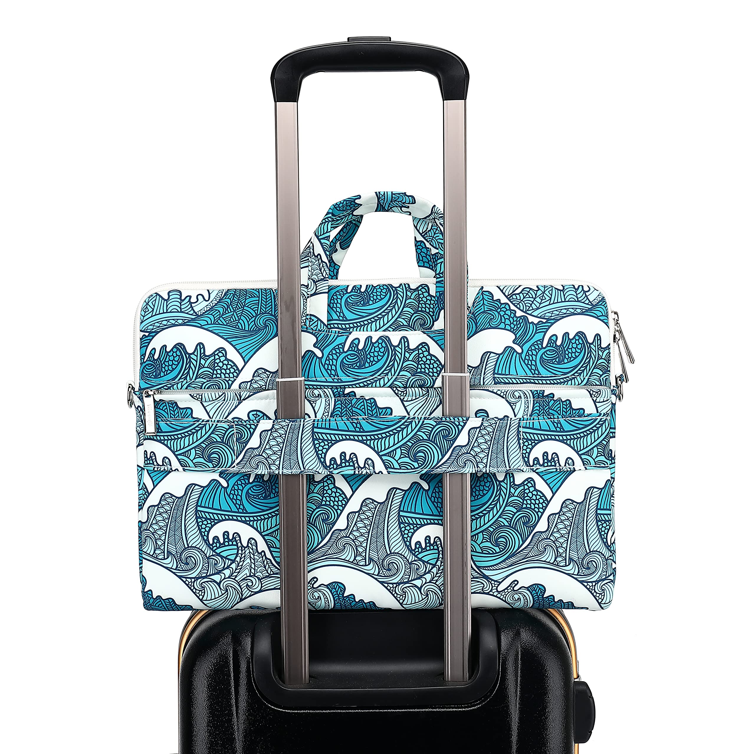 Waterproof 15 Inch Laptop Messenger Bag - Jellyfish Pattern Canvas Shoulder Bag Fits 14-15.6 Inch Laptops & MacBook Pro 15 - Perfect for Work, School & Travel