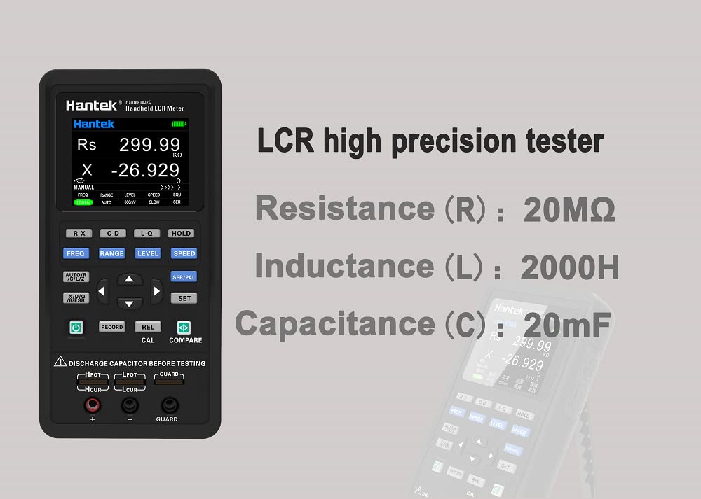 Hantek 1832C Digital LCR Meter - Handheld Portable Inductance, Capacitance & Resistance Tester for Electronics Repair, DIY Projects & Component Testing (1832C Model) - Perfect for Engineers, Technicians & Hobbyists