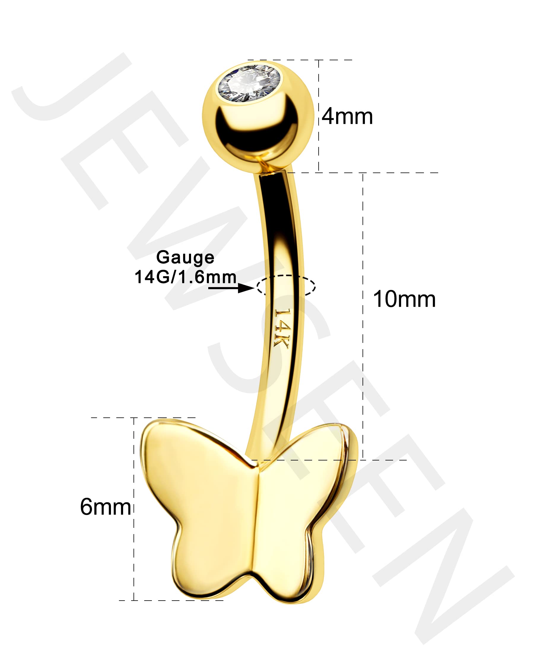 14K Gold Belly Button Rings for Women - Butterfly Navel Piercing Jewelry | Hypoallergenic Belly Rings for Body Piercing | Perfect for Everyday Wear, Beach Outfits & Special Occasions