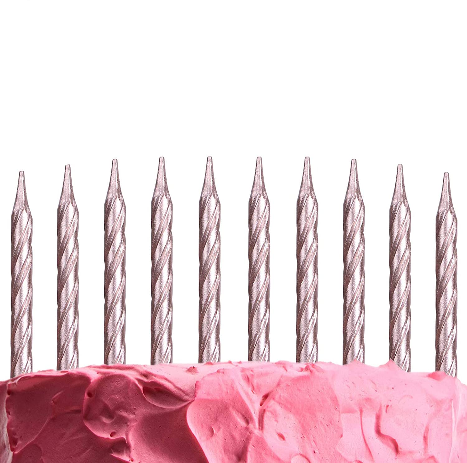 SHATCHI 10pcs Spiral Rose Gold Birthday Candles - Elegant Cake Toppers for Anniversary, Wedding & Party Decorations - Perfect for Romantic Celebrations & Special Occasions